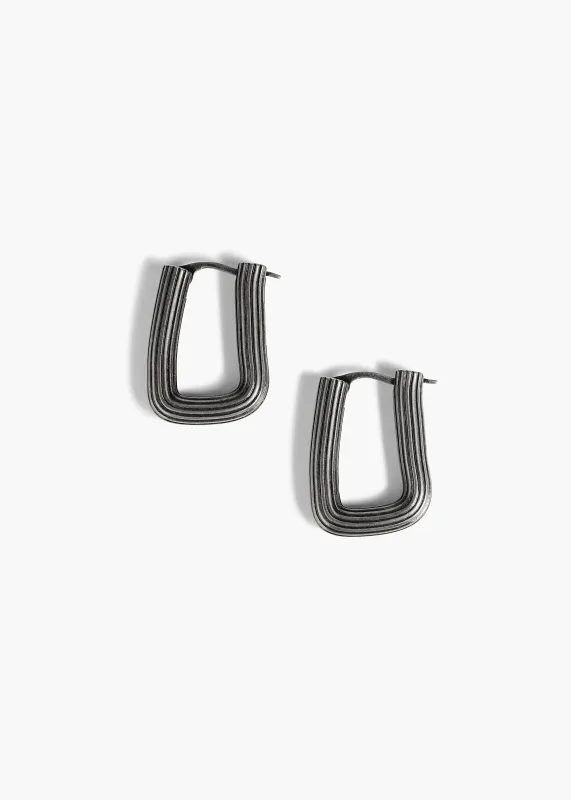 Santa Fe Rectangular Earrings in Antique Silver made by KHAITE