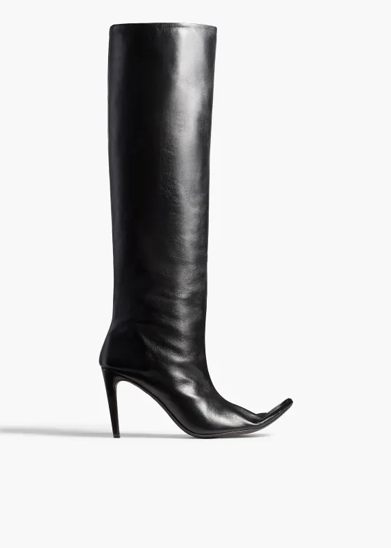 Marlene Knee-High Boot in Black Leather made by KHAITE