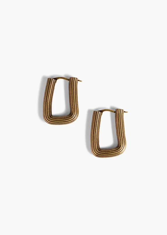 Santa Fe Rectangular Earrings in Antique Gold made by KHAITE