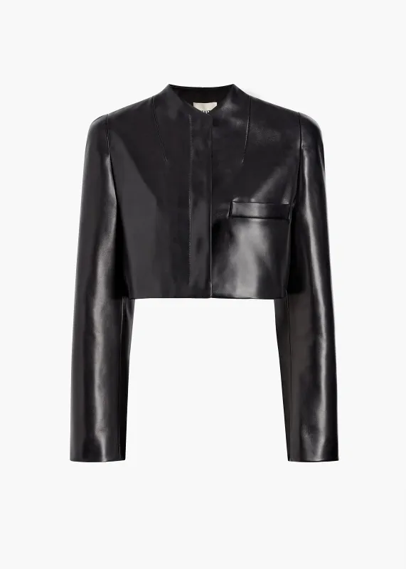 Samo Jacket in Black Leather made by KHAITE