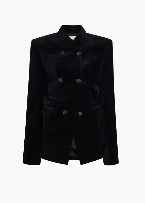 Rolo Jacket in Black Velvet made by KHAITE