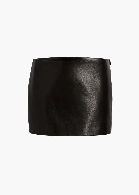 Jett Skirt in Black Leather made by KHAITE