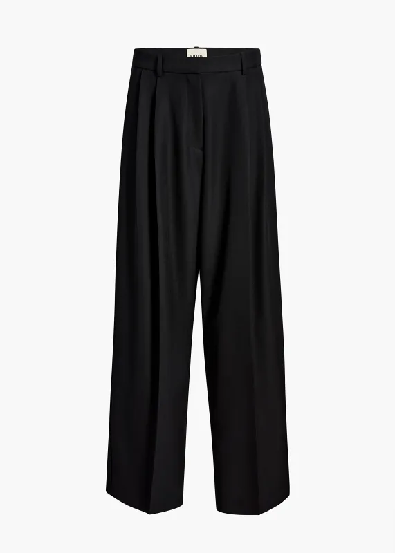 August Pant in Black Wool made by KHAITE