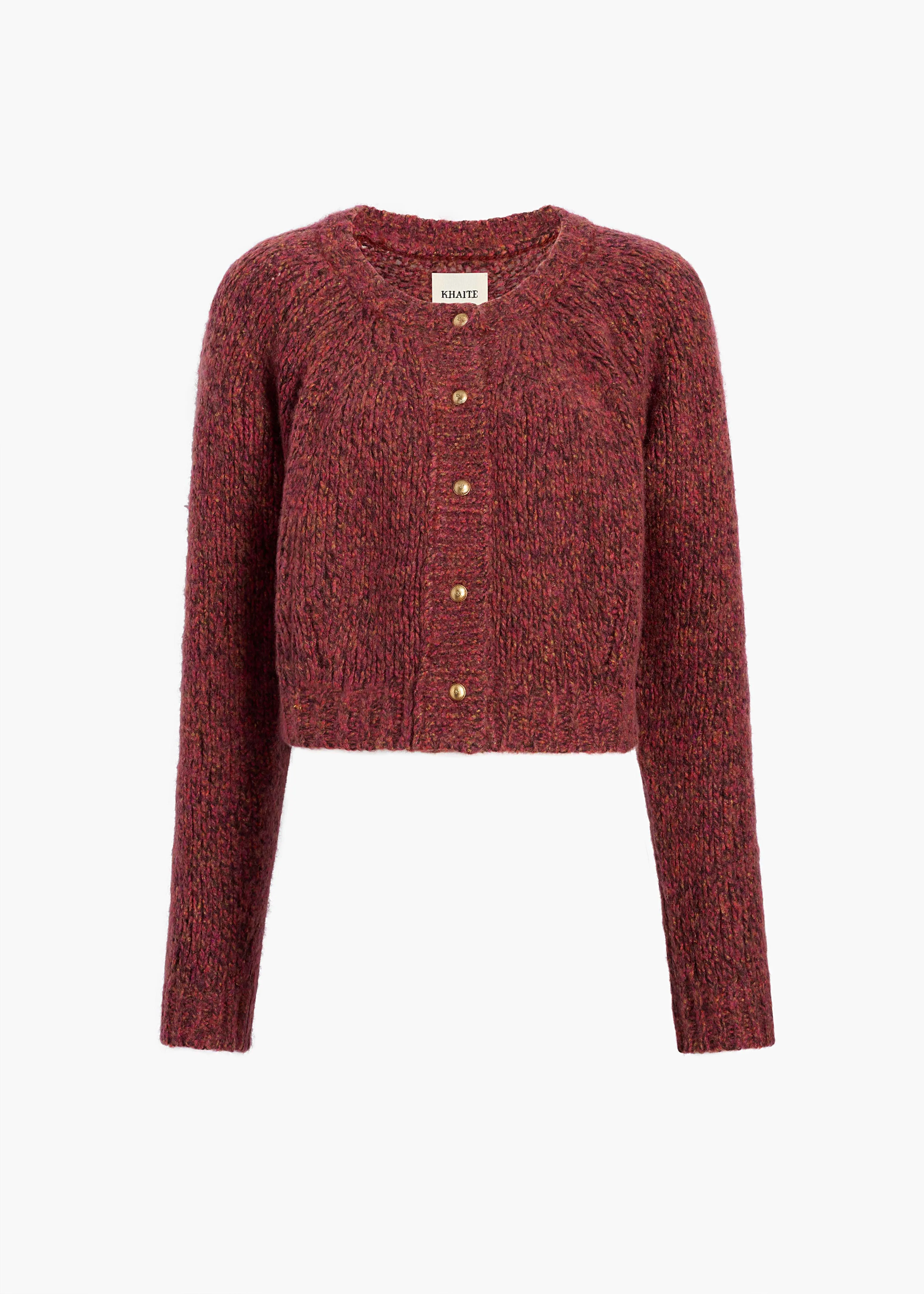 Niels Cardigan in Cherry sold by KHAITE
