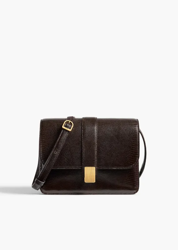 Blake Crossbody Bag in Ebano Lizard made by KHAITE