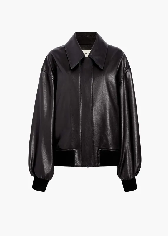 Aimee Jacket in Black Leather made by KHAITE