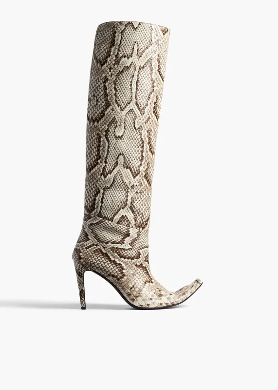 Marlene Knee-High Boot in Natural Python made by KHAITE