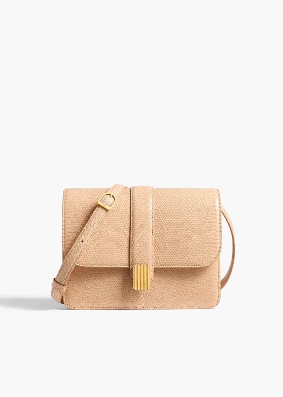 Blake Crossbody Bag in Desert Sand Lizard made by KHAITE