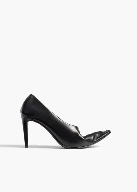 Marlene Pump in Black Glazed Leather made by KHAITE