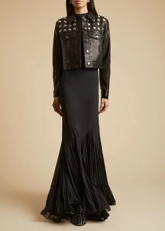 The Rizzo Jacket in Black Leather with Studs sold by KHAITE