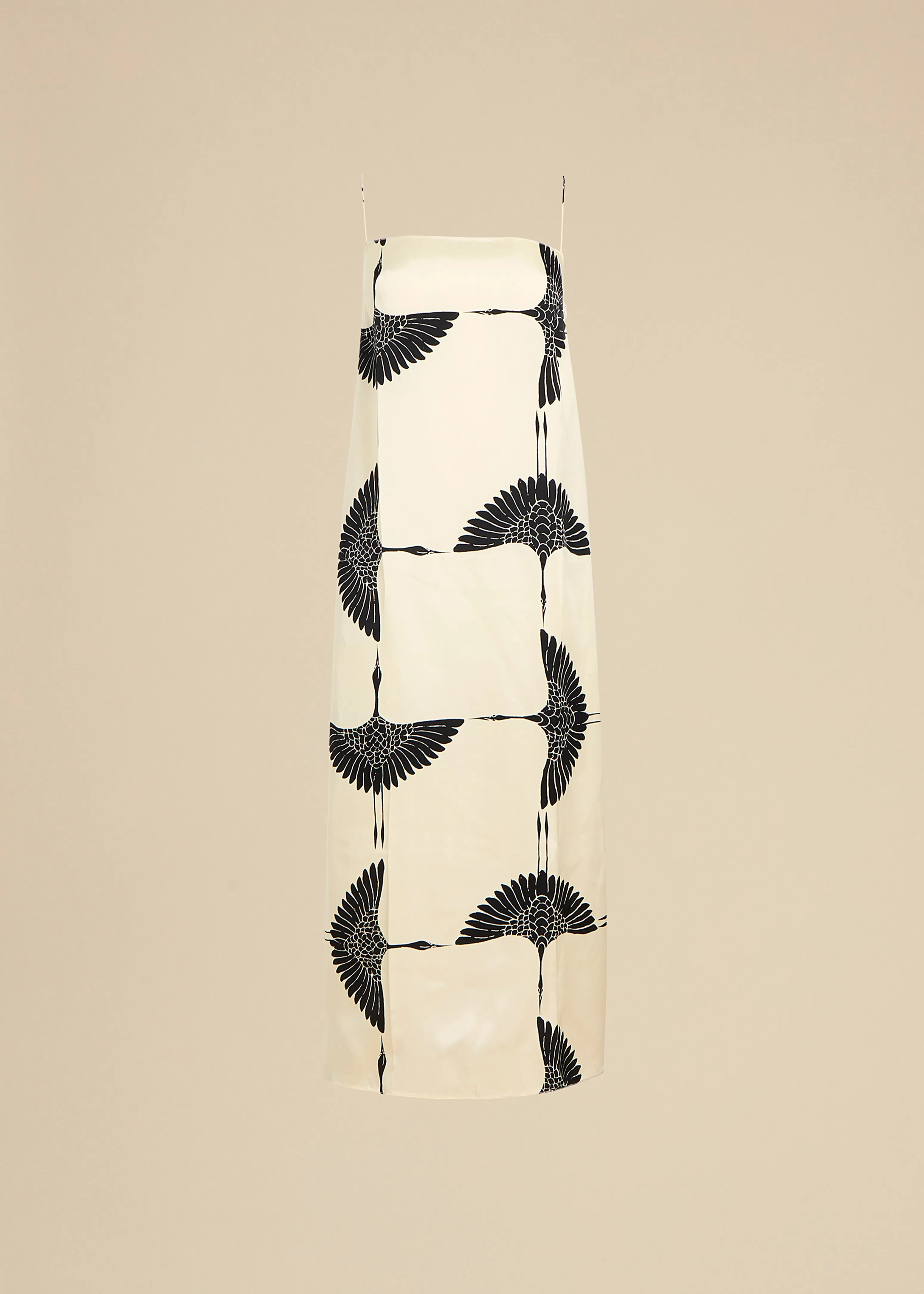 Sicily Dress in Cream and Black Crane Print sold by KHAITE
