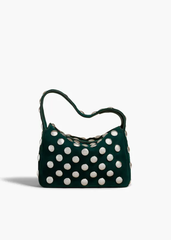 [Avex] Small Elena Bag in English Green Suede with Studs sold by KHAITE