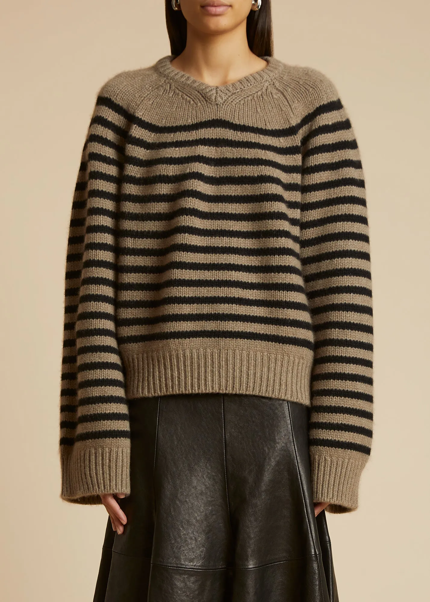 The Nalani Sweater in Barley and Black sold by KHAITE