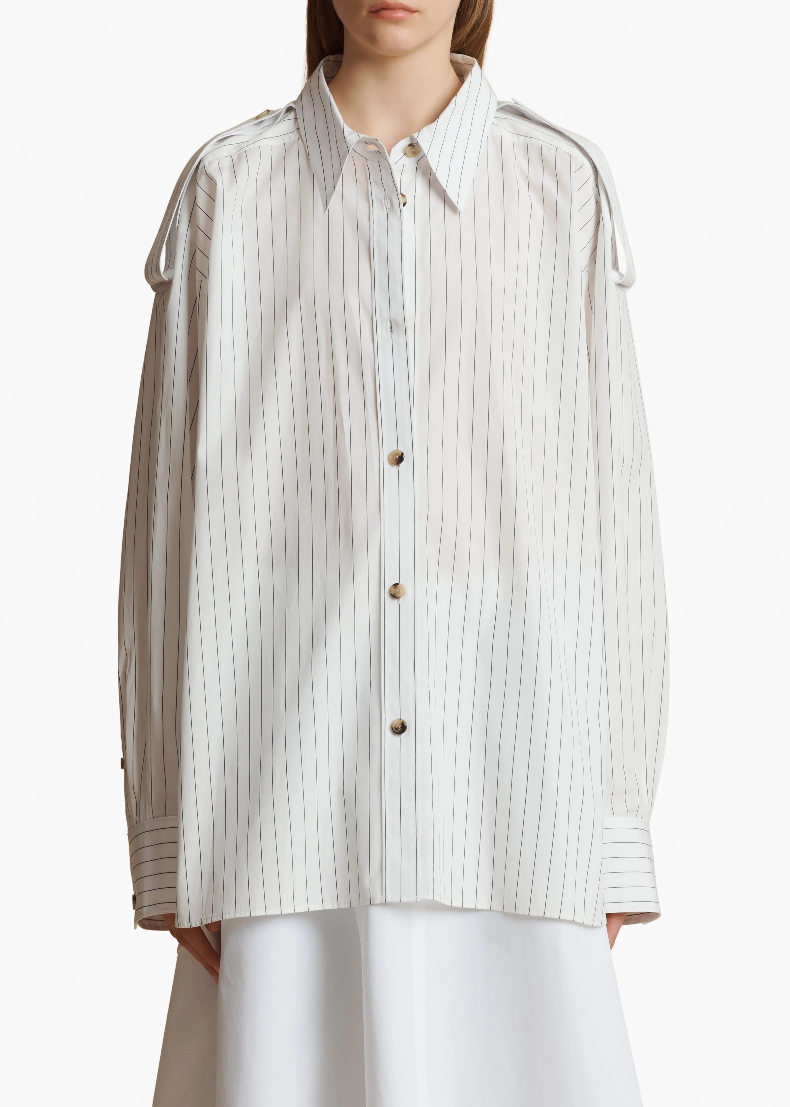 Tamal Top in White and Navy Stripe sold by KHAITE product image thumbnail 3