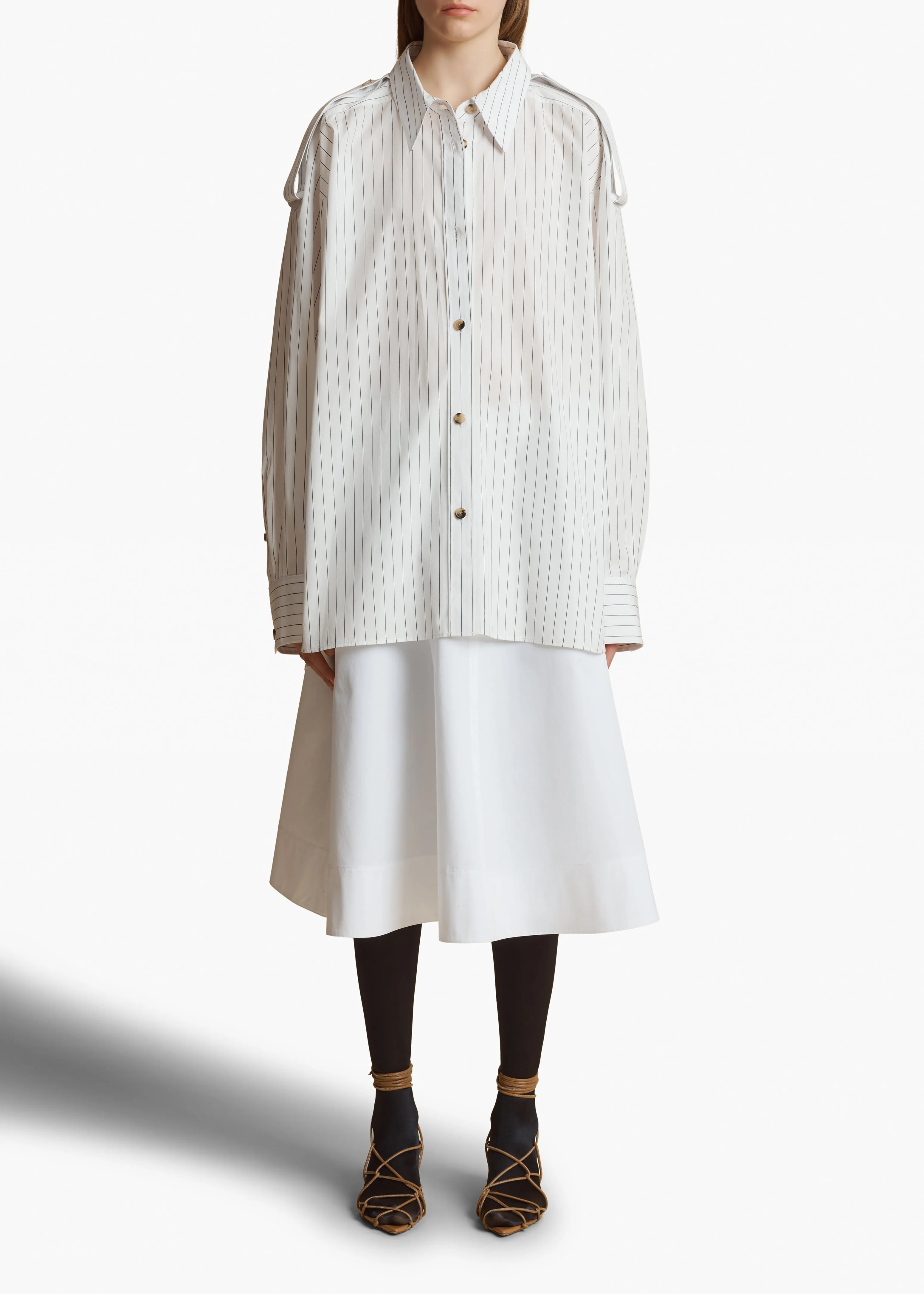 Tamal Top in White and Navy Stripe sold by KHAITE product image thumbnail 2