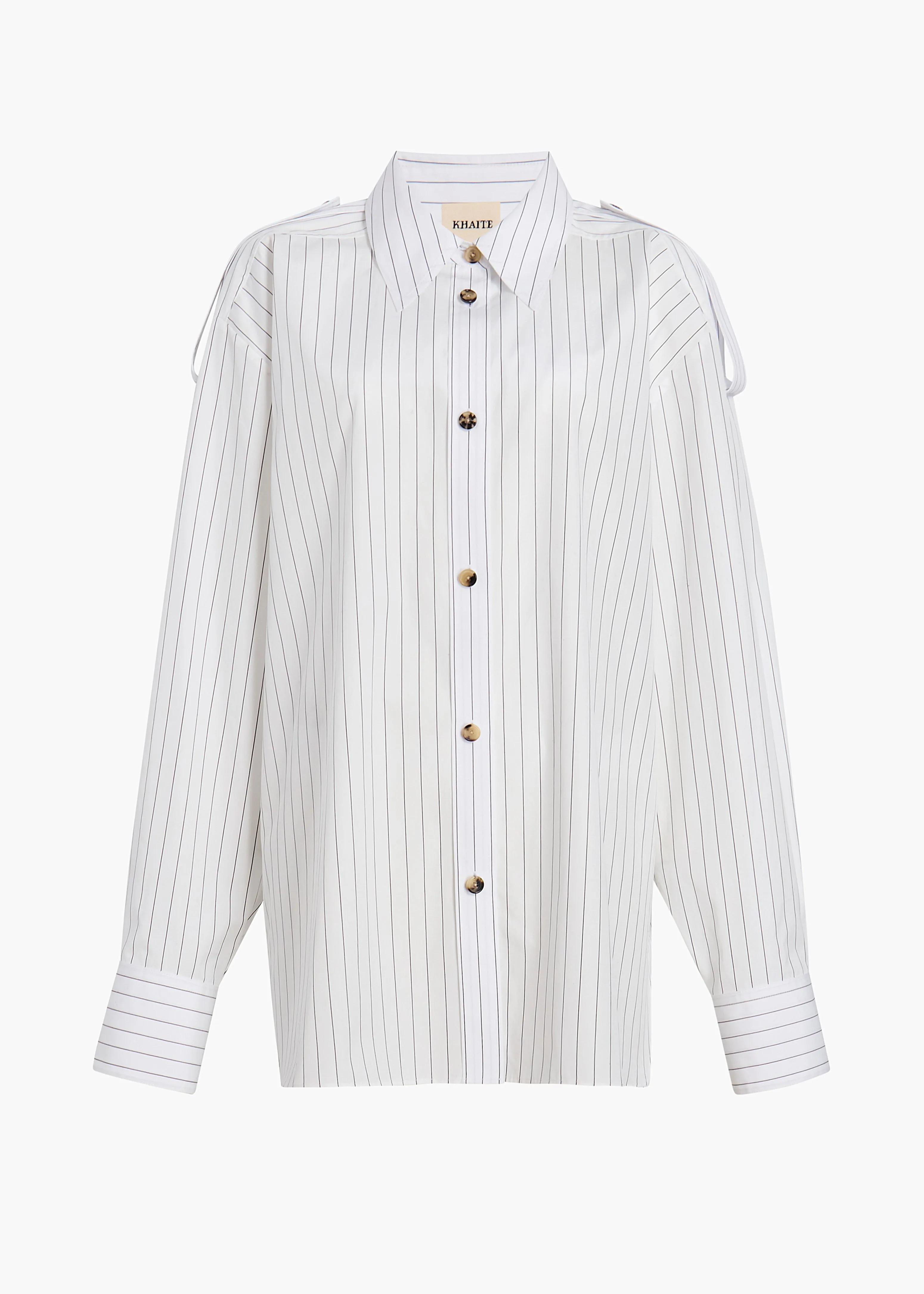 Tamal Top in White and Navy Stripe sold by KHAITE