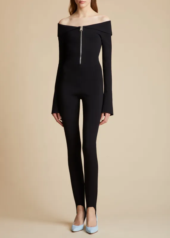 The Trinity Catsuit in Black sold by KHAITE
