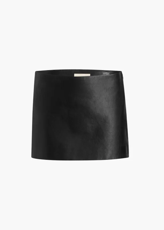 Jett Skirt in Black Leather sold by KHAITE