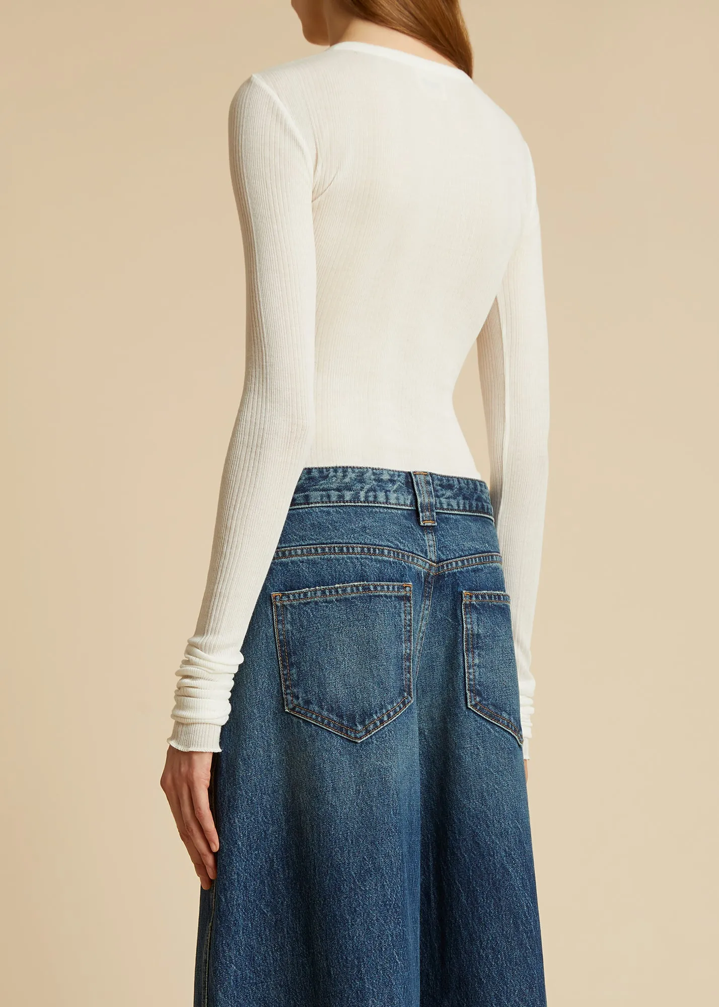 The Janelle Bodysuit in Cream sold by KHAITE product image thumbnail 3