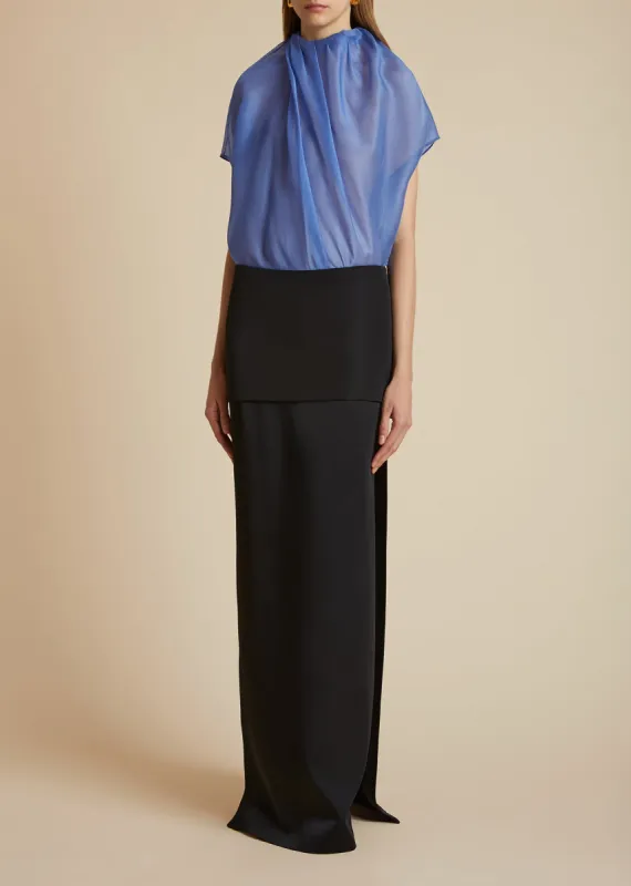 The Kass Top in Blue Iris sold by KHAITE