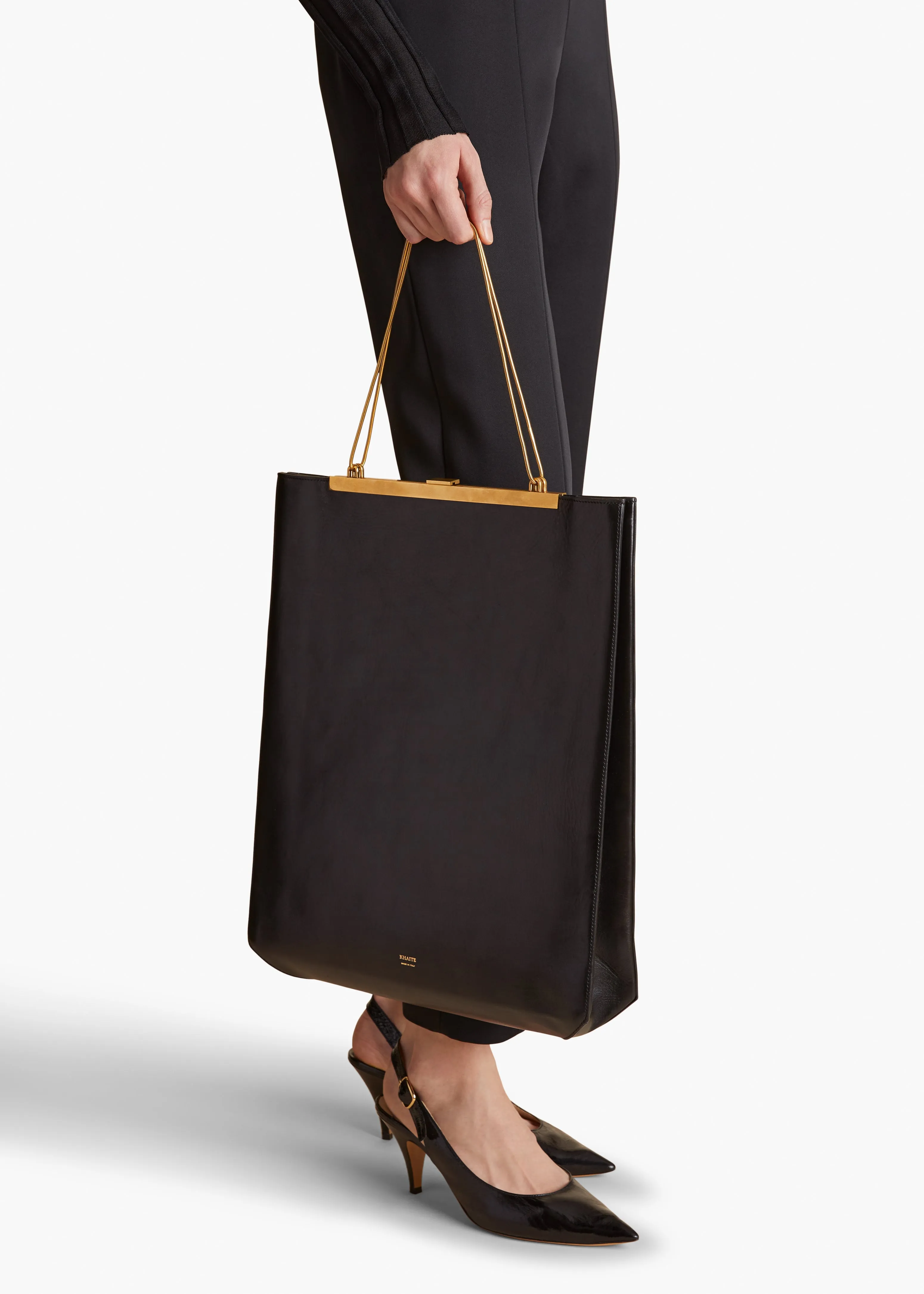 Augusta Chain Tote in Black Leather sold by KHAITE product image thumbnail 4