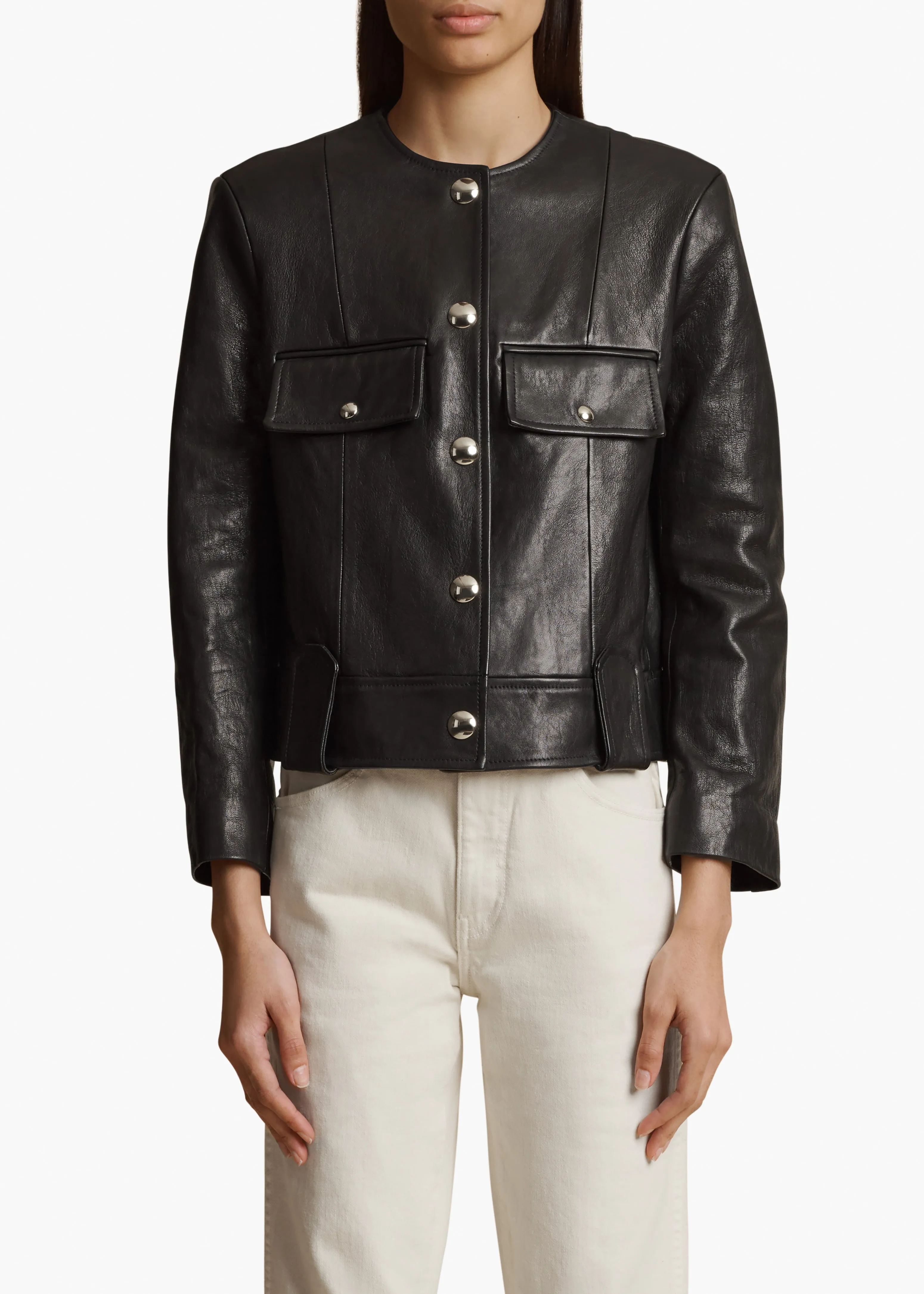 Laybin Jacket in Black Leather sold by KHAITE product image thumbnail 3