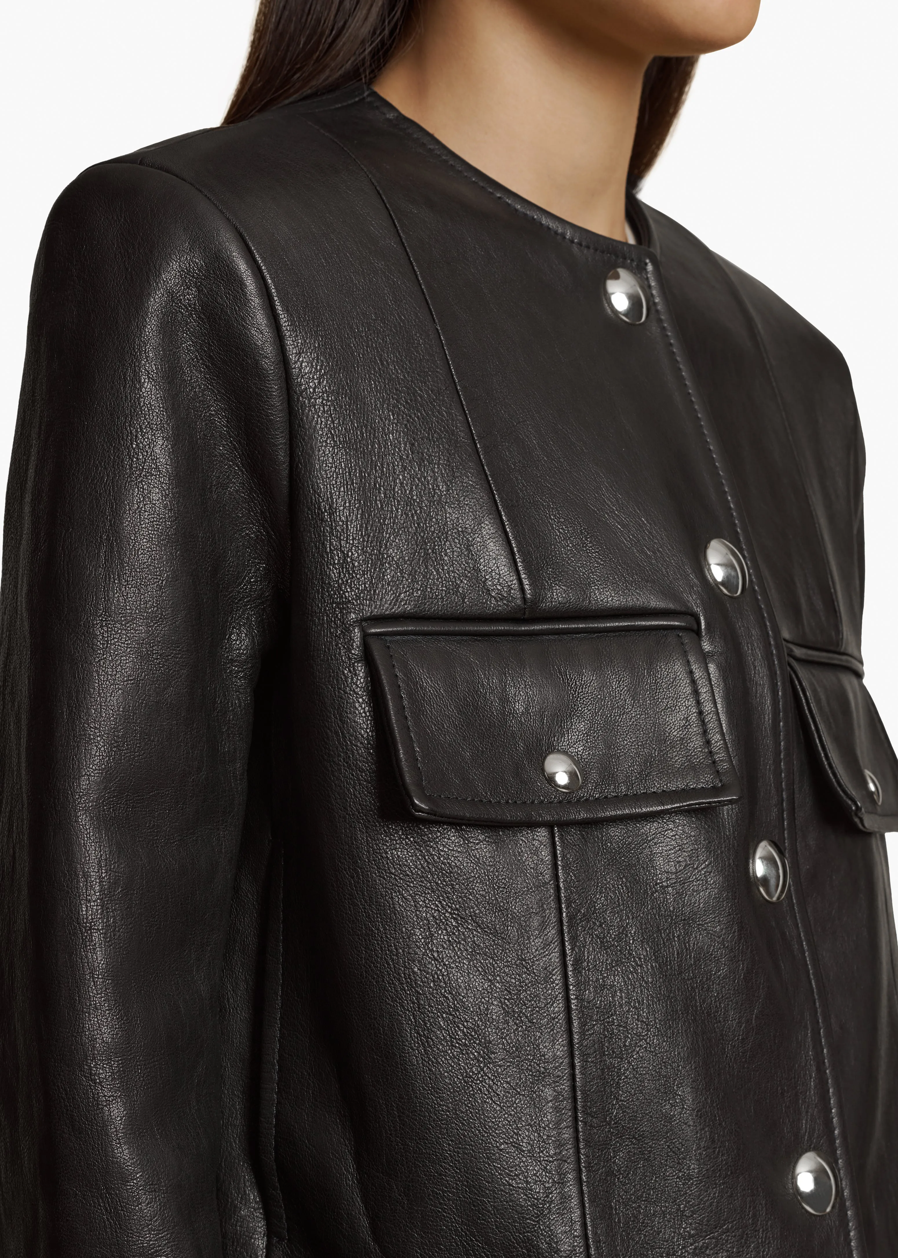 Laybin Jacket in Black Leather sold by KHAITE product image thumbnail 5