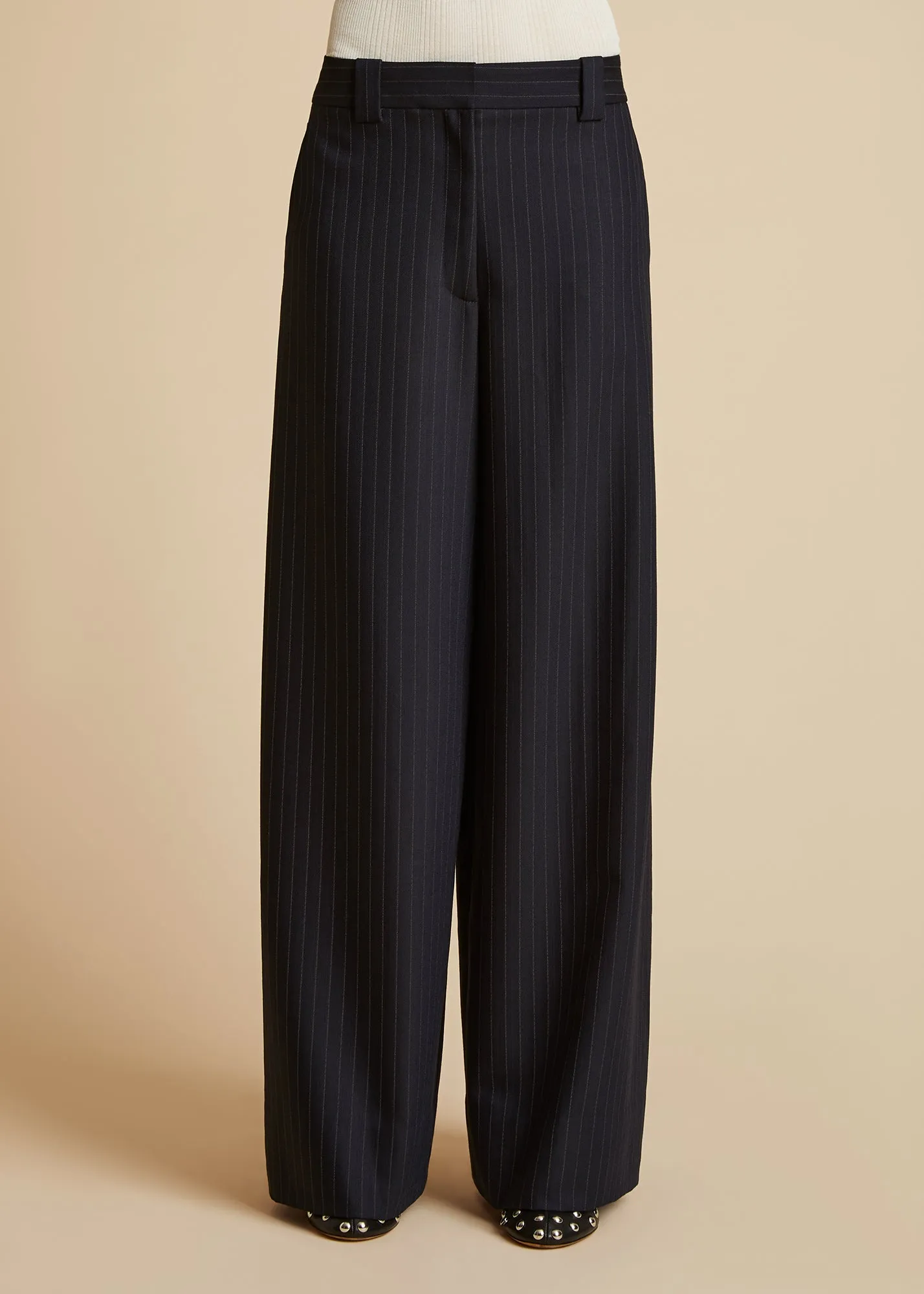 Jacob Pant in Navy and White Stripe sold by KHAITE product image thumbnail 3