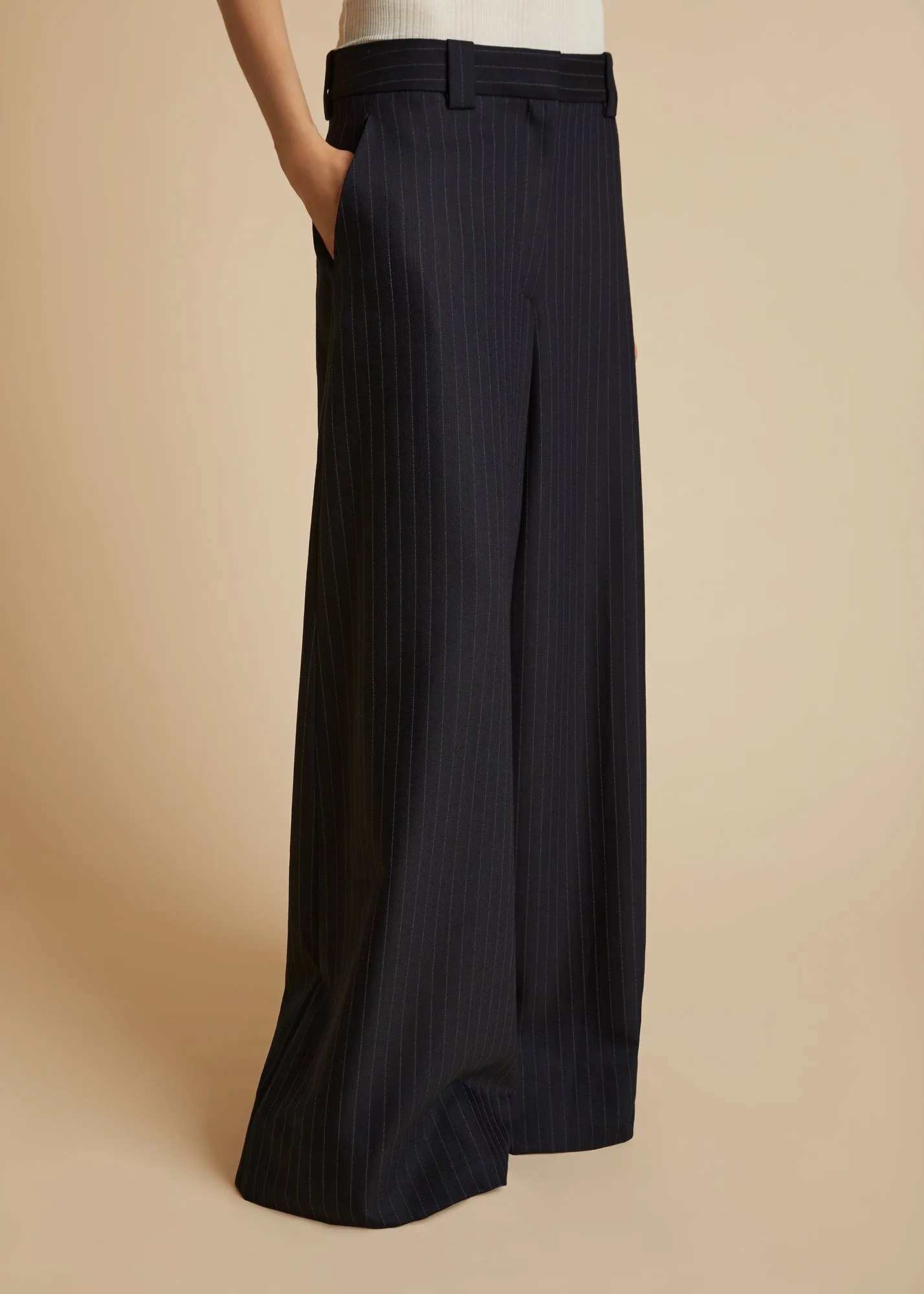 Jacob Pant in Navy and White Stripe sold by KHAITE product image thumbnail 5