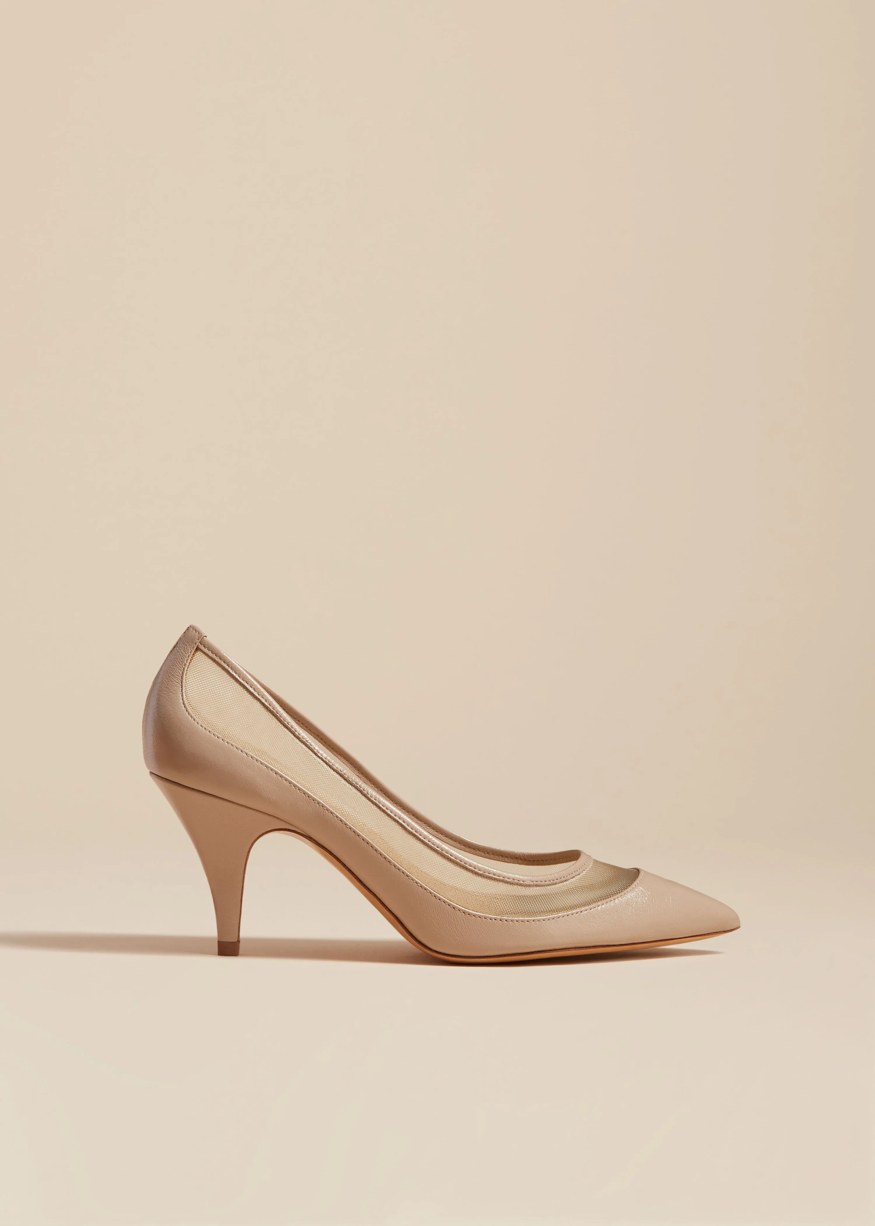 The River Mesh Pump in Beige Leather sold by KHAITE