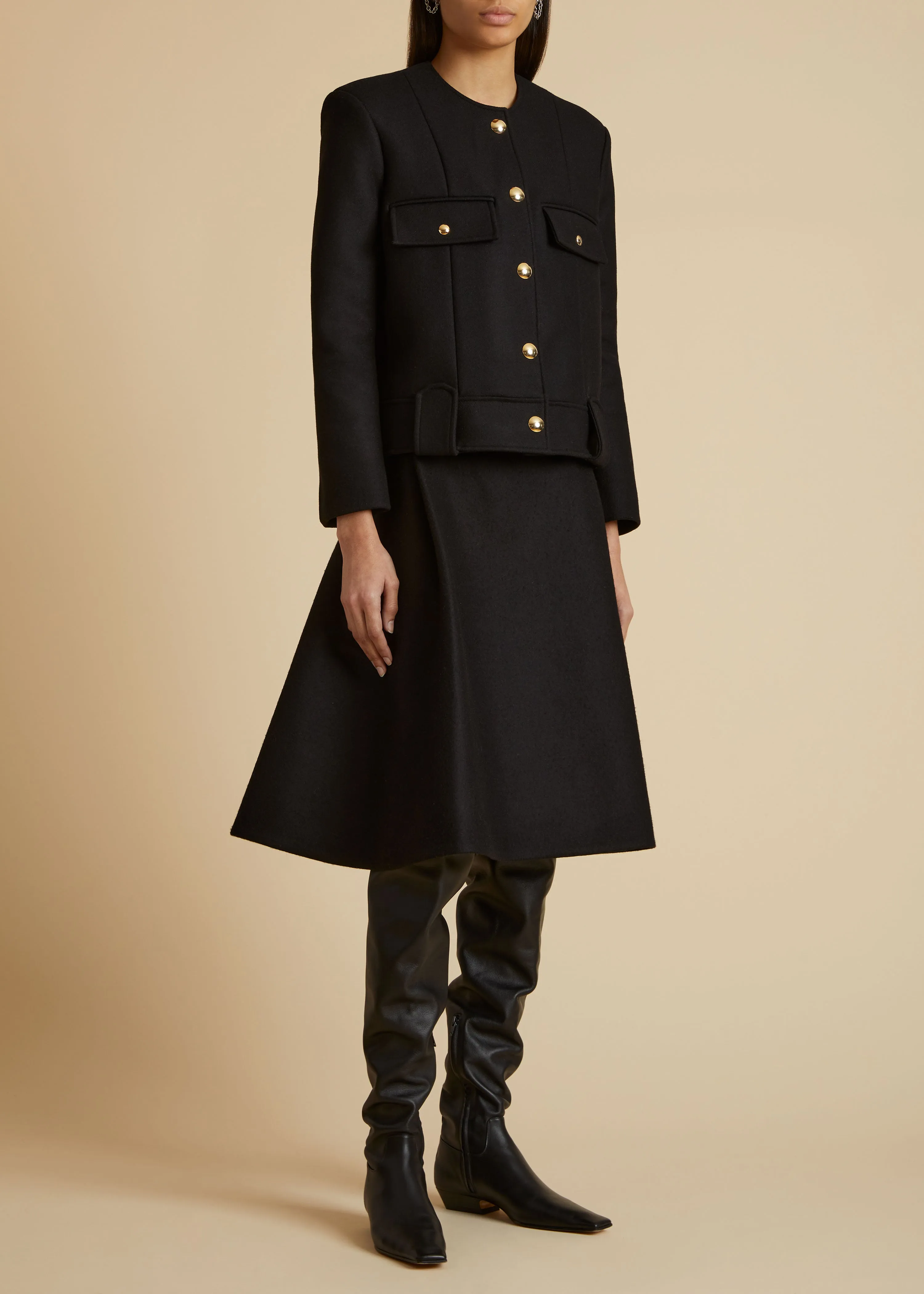 The Laybin Jacket in Black Wool sold by KHAITE