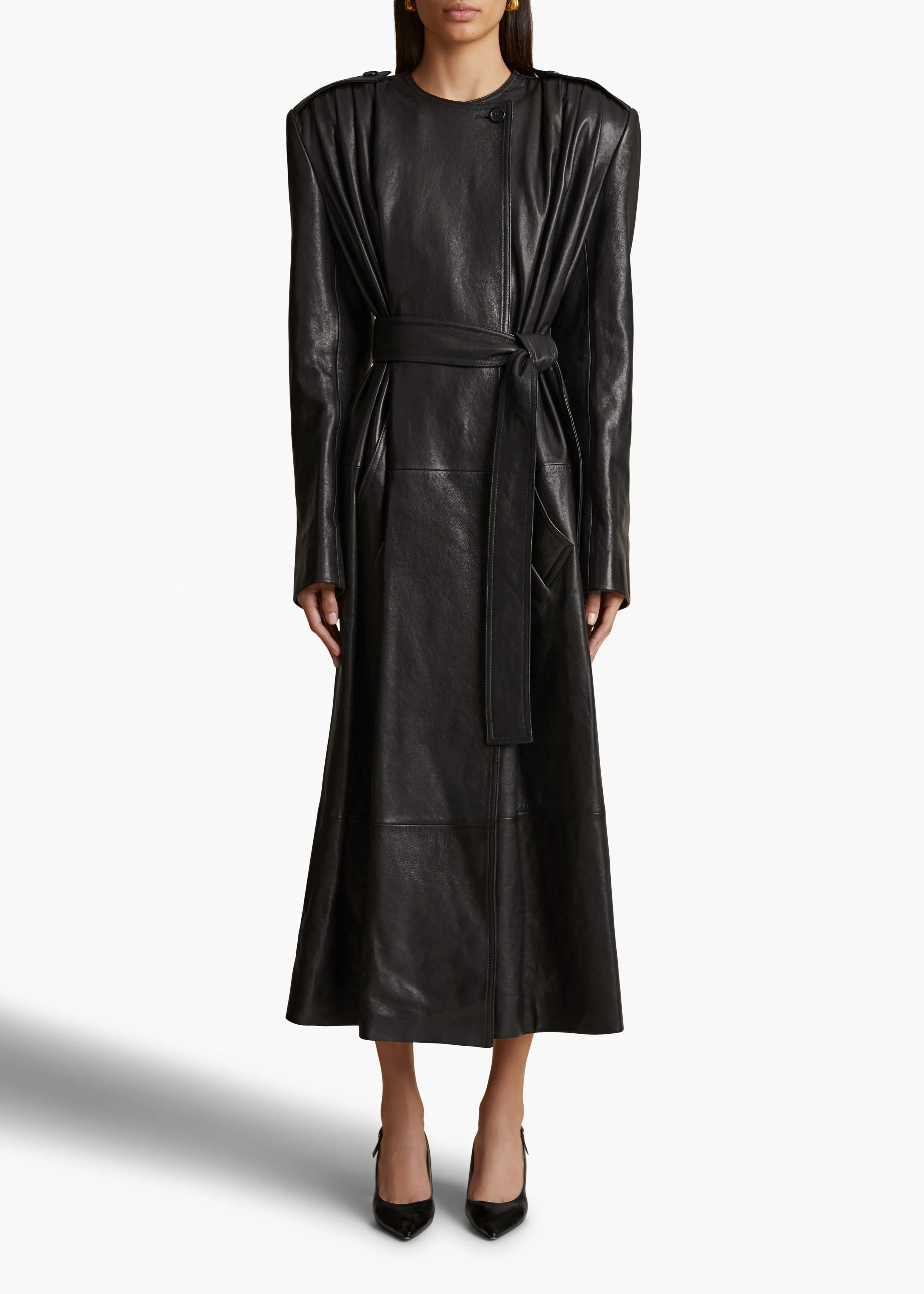 Minnler Trench in Black Leather sold by KHAITE product image thumbnail 3