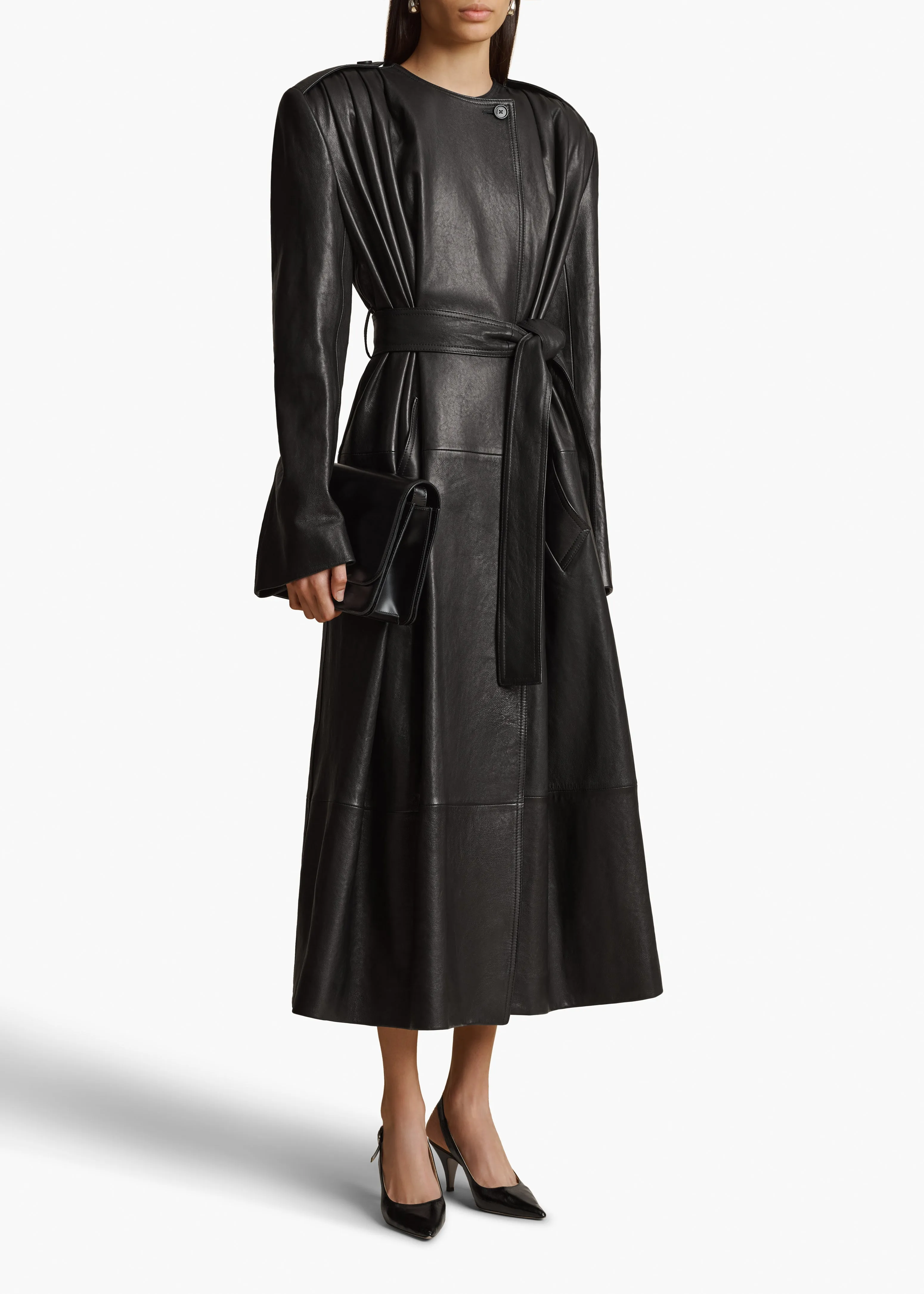 Minnler Trench in Black Leather sold by KHAITE product image thumbnail 2