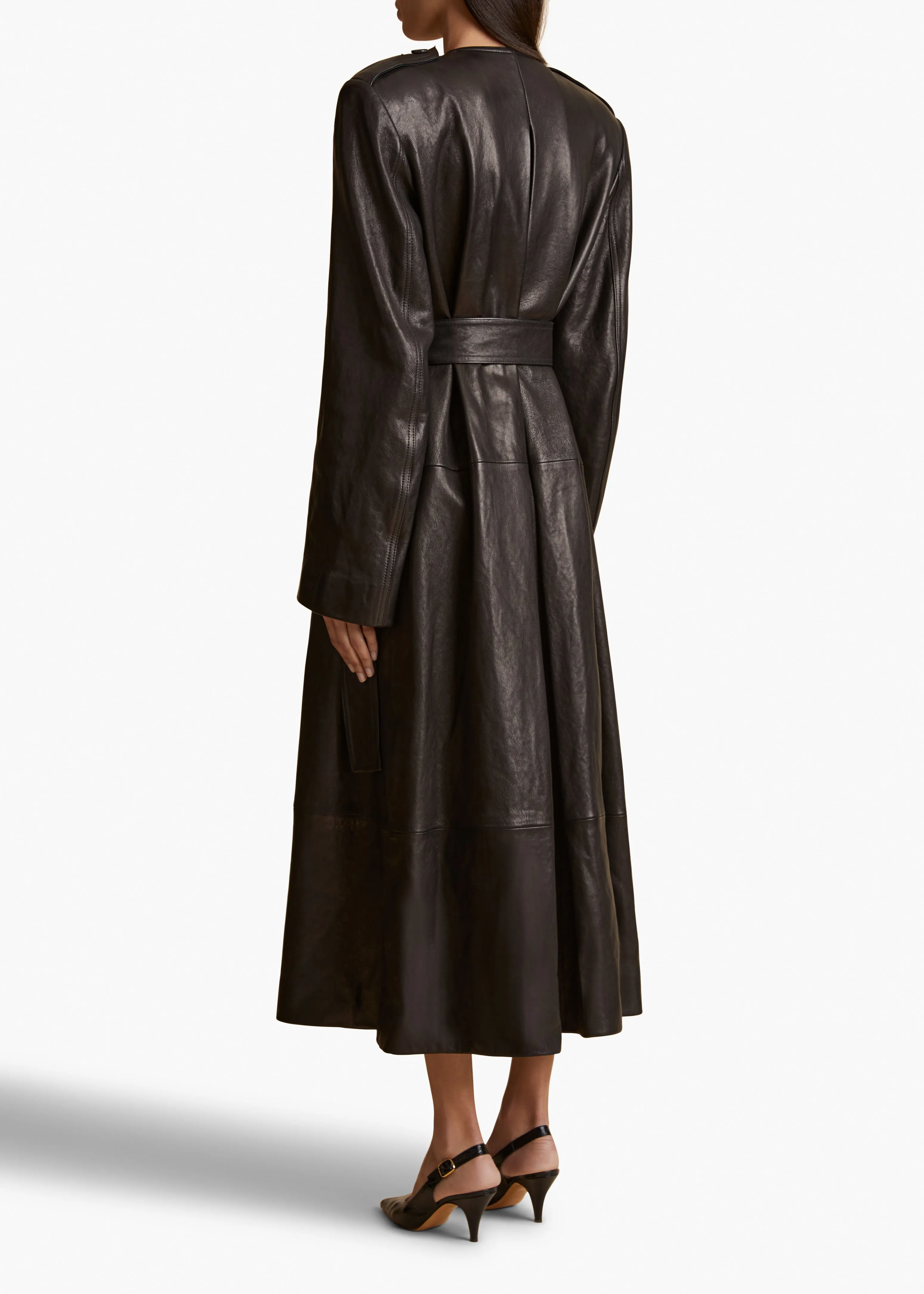 Minnler Trench in Black Leather sold by KHAITE product image thumbnail 4
