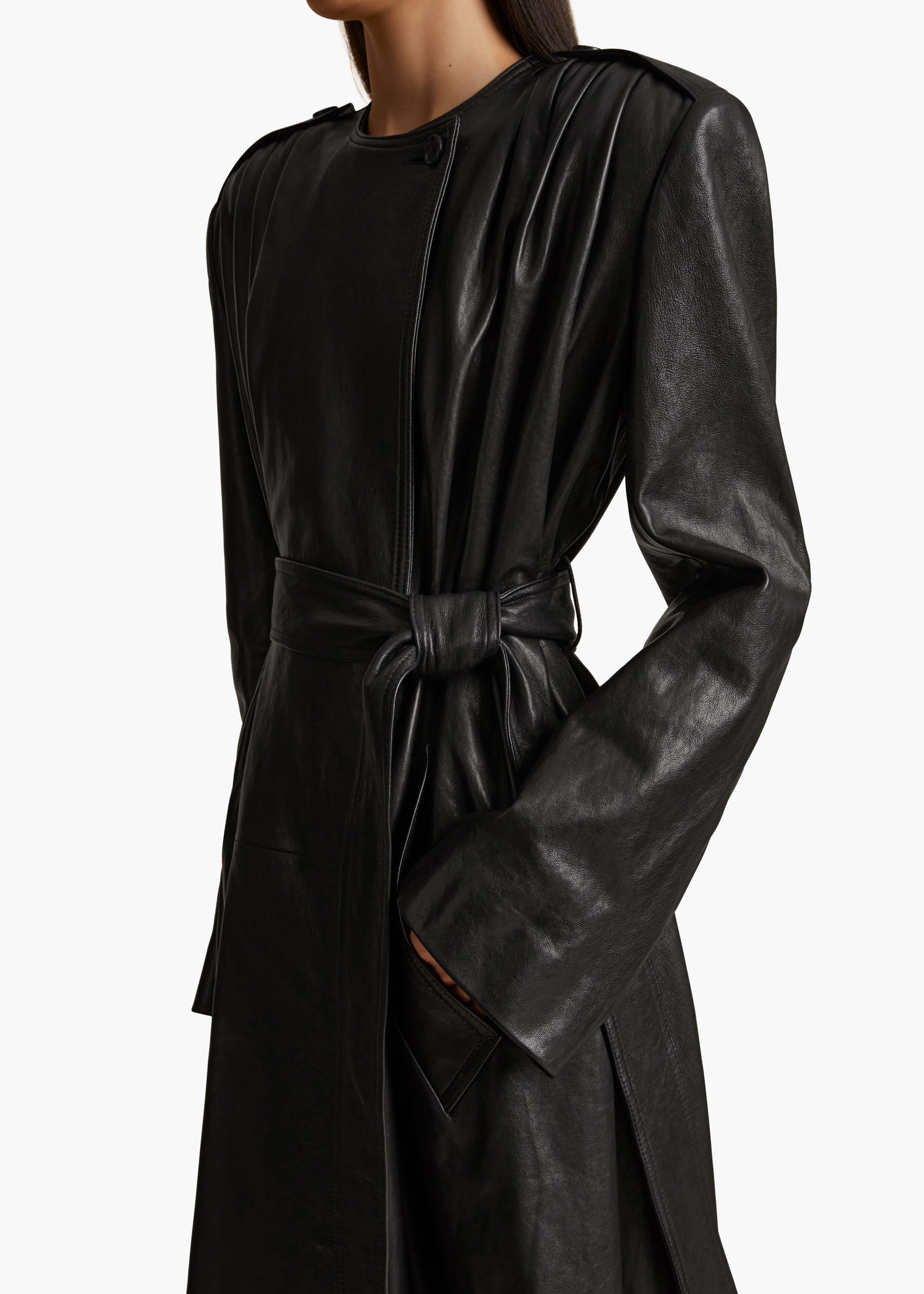 Minnler Trench in Black Leather sold by KHAITE product image thumbnail 5