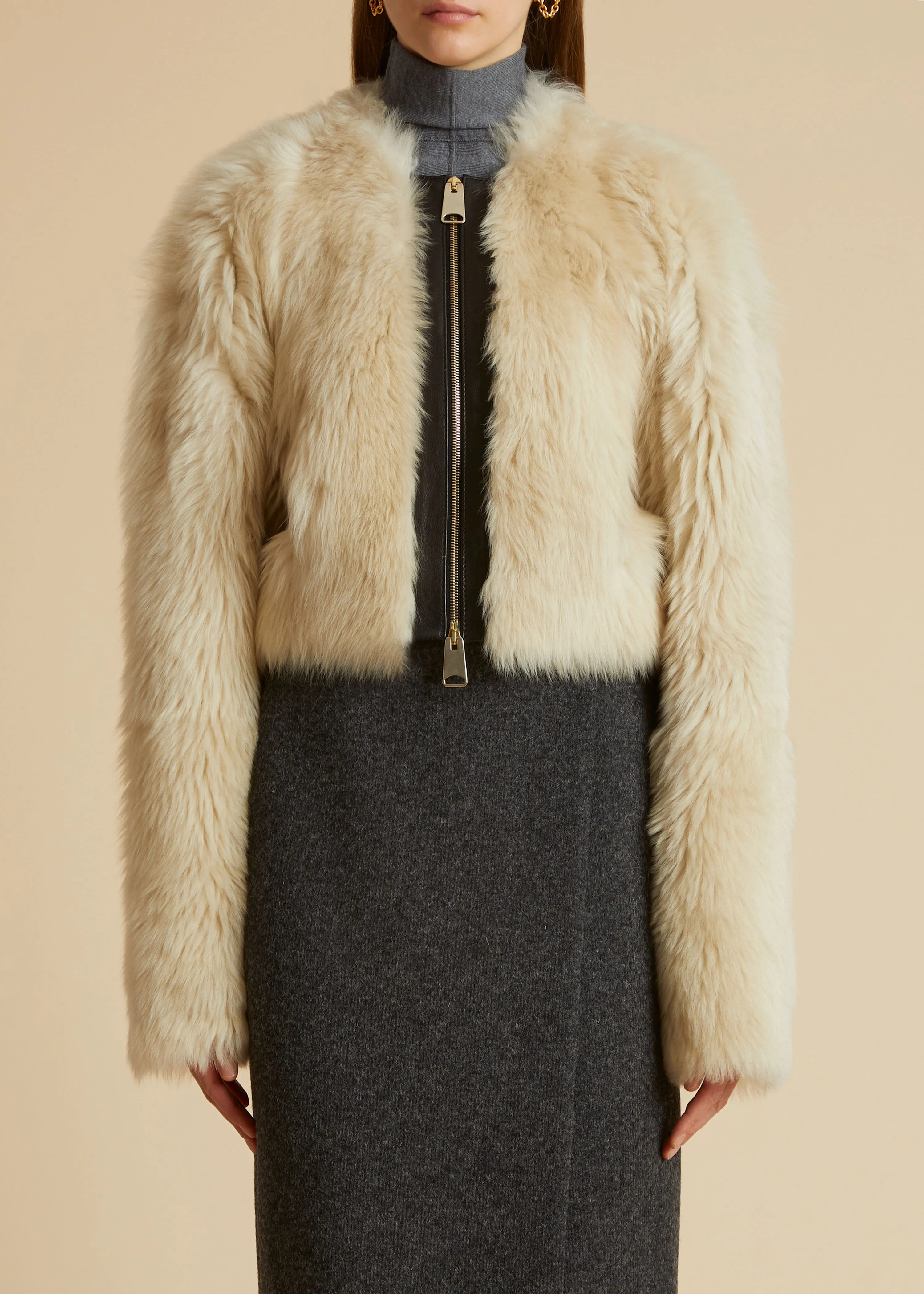The Gracell Jacket in Cream Shearling sold by KHAITE product image thumbnail 2