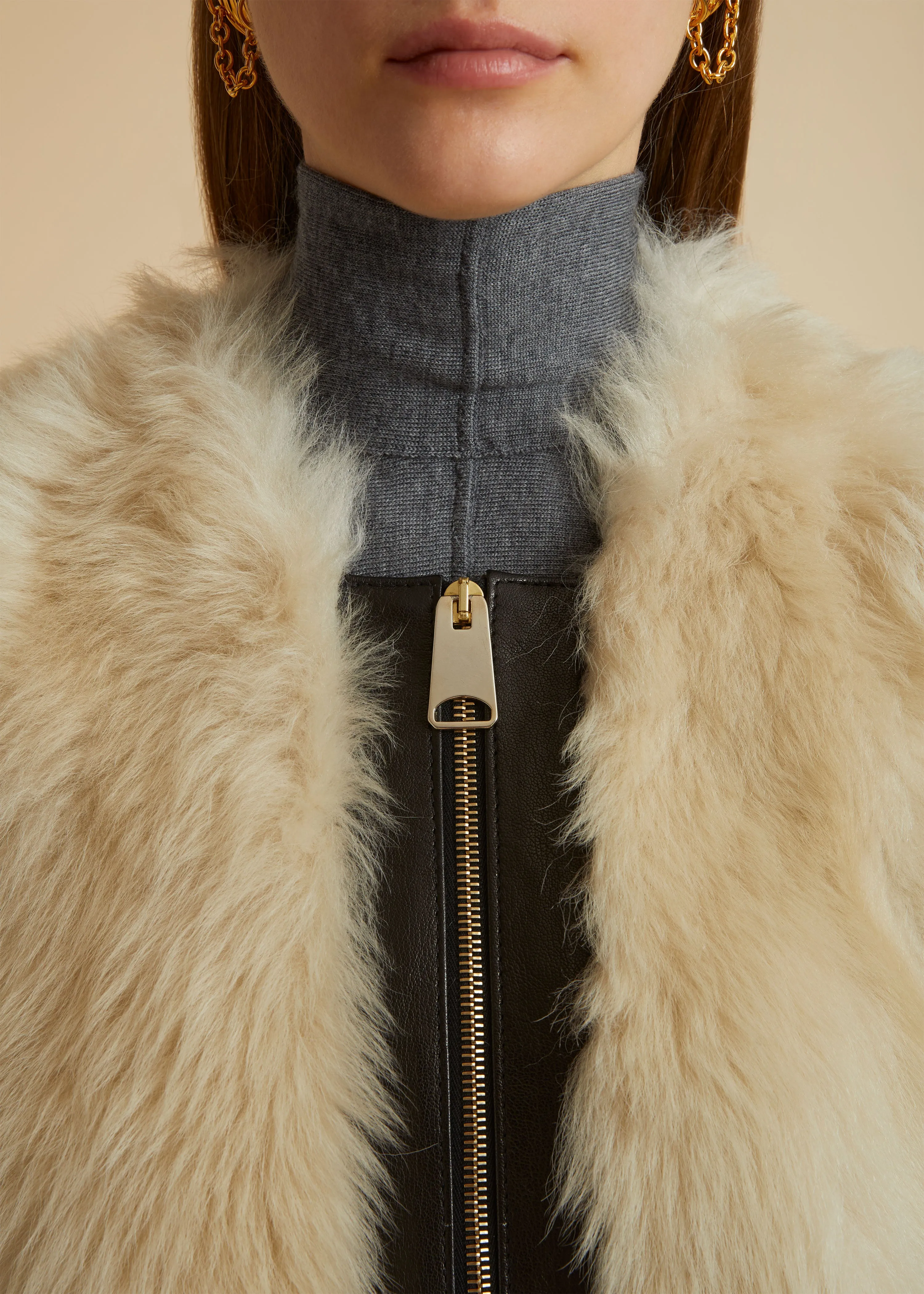 The Gracell Jacket in Cream Shearling sold by KHAITE product image thumbnail 5