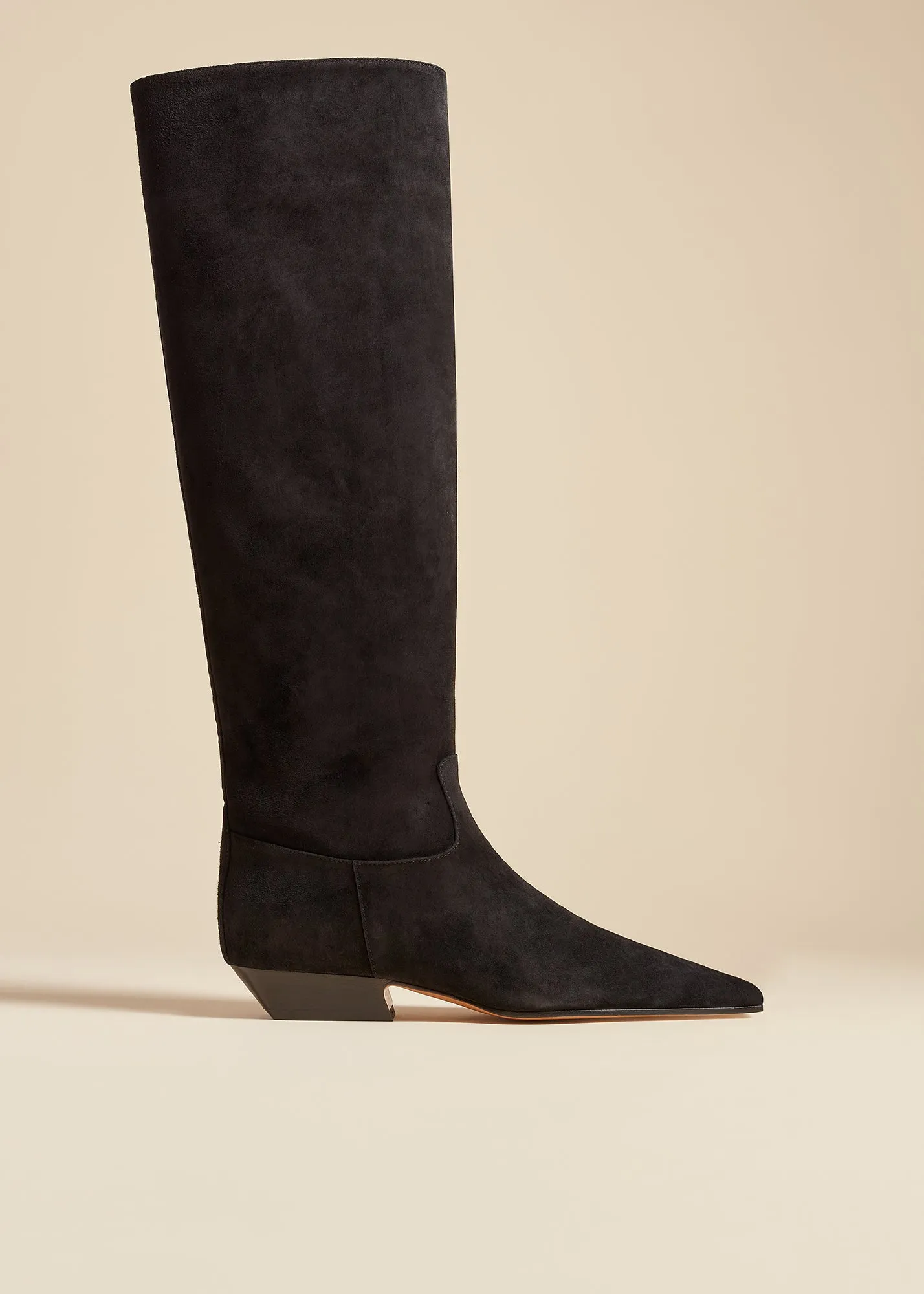 Marfa Knee-High Boot in Black Suede sold by KHAITE