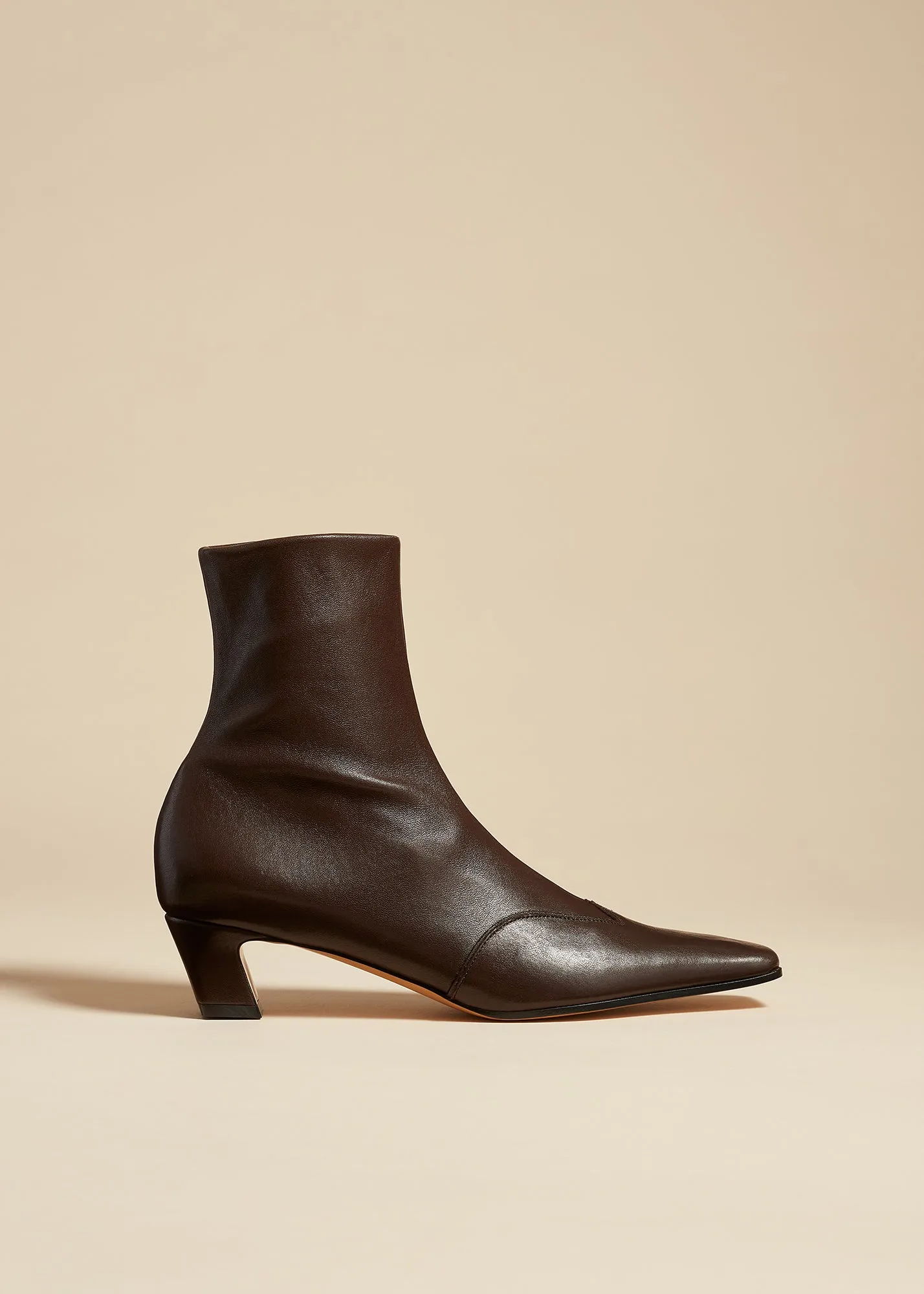 Nevada Stretch Low Boot in Dark Brown Nappa Leather sold by KHAITE