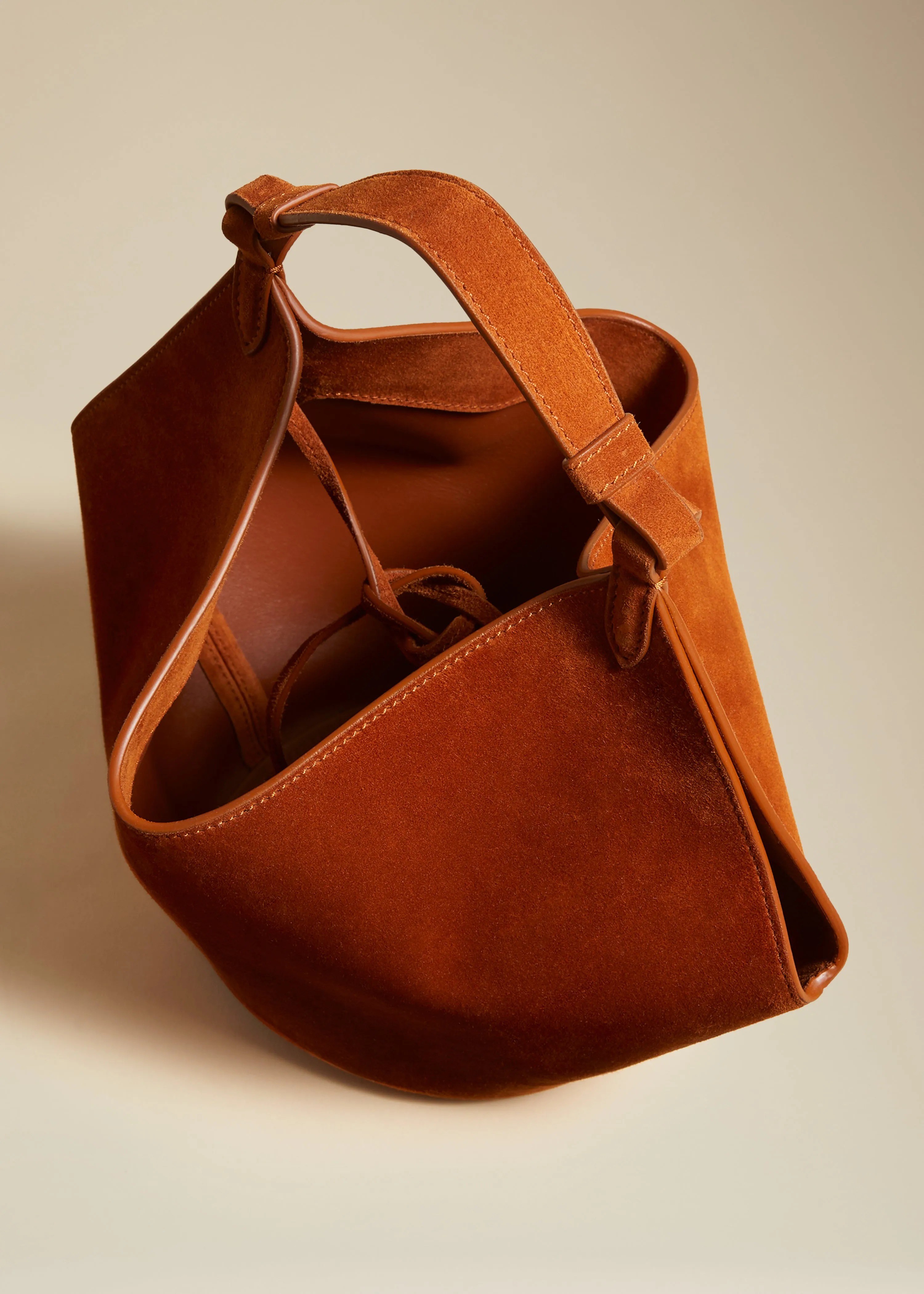Mini Lotus Bag in Caramel Suede sold by KHAITE product image thumbnail 3