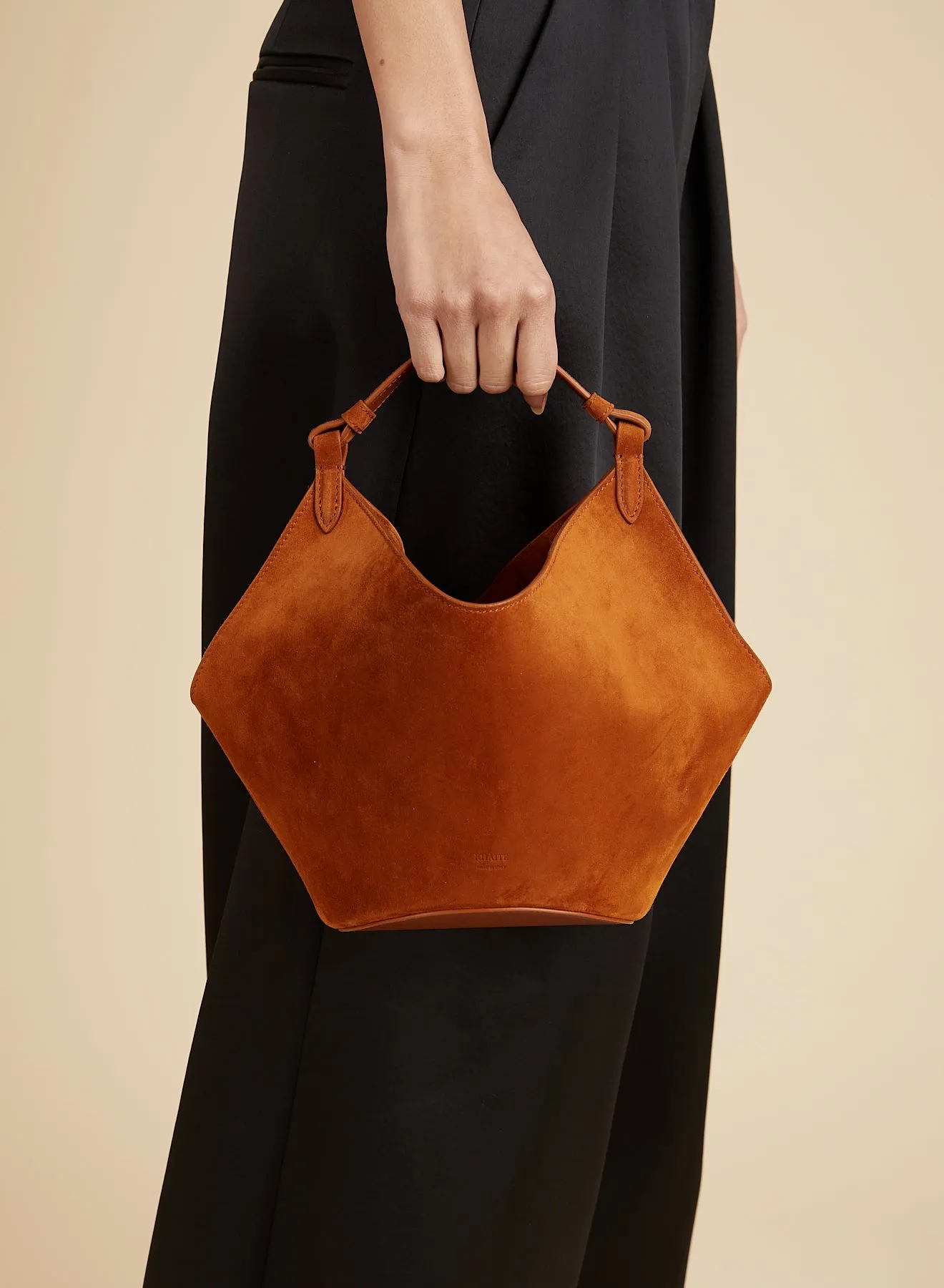 Mini Lotus Bag in Caramel Suede sold by KHAITE product image thumbnail 5