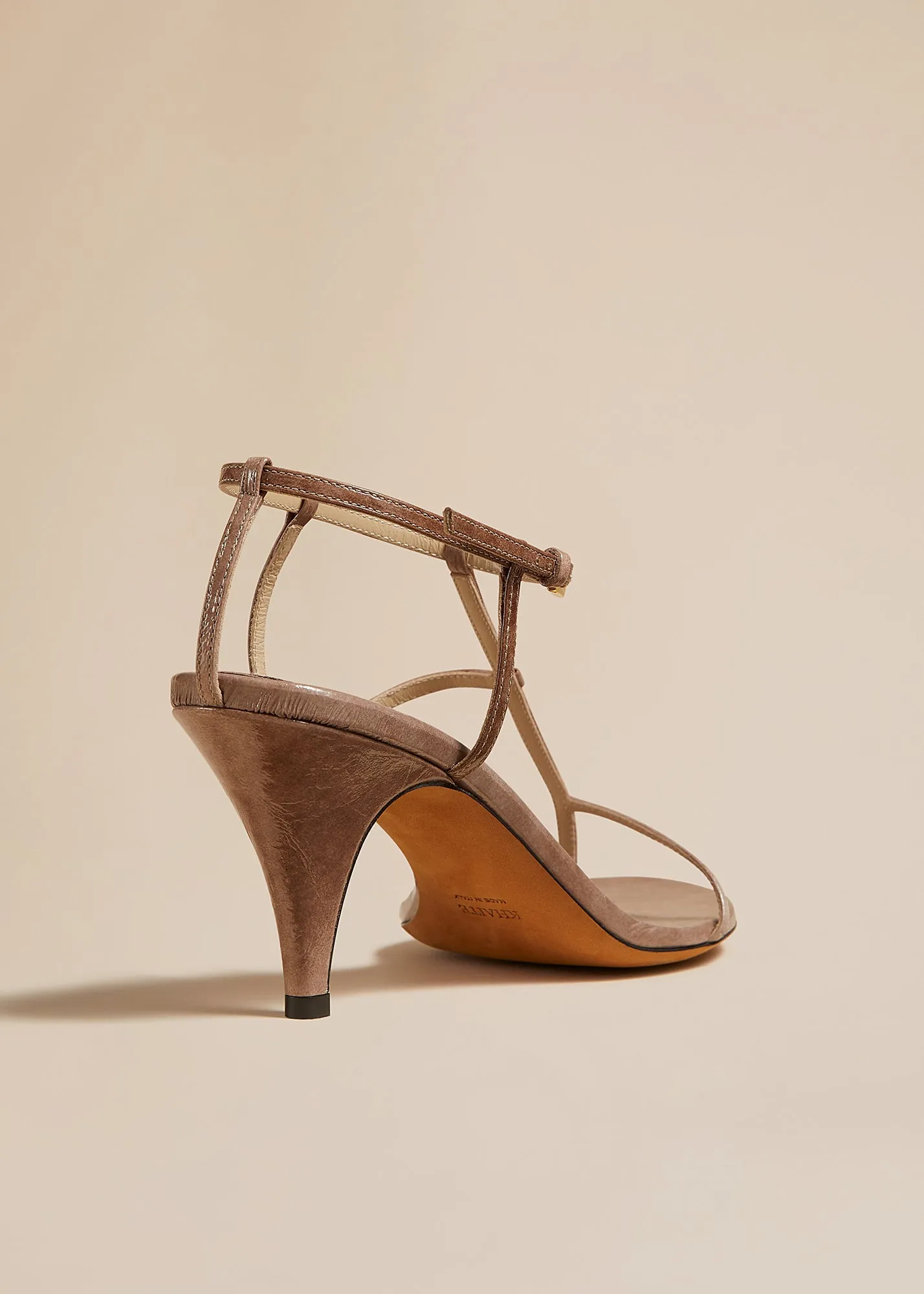 Jones Heel Sandal in Mud Crinkled Leather sold by KHAITE product image thumbnail 3