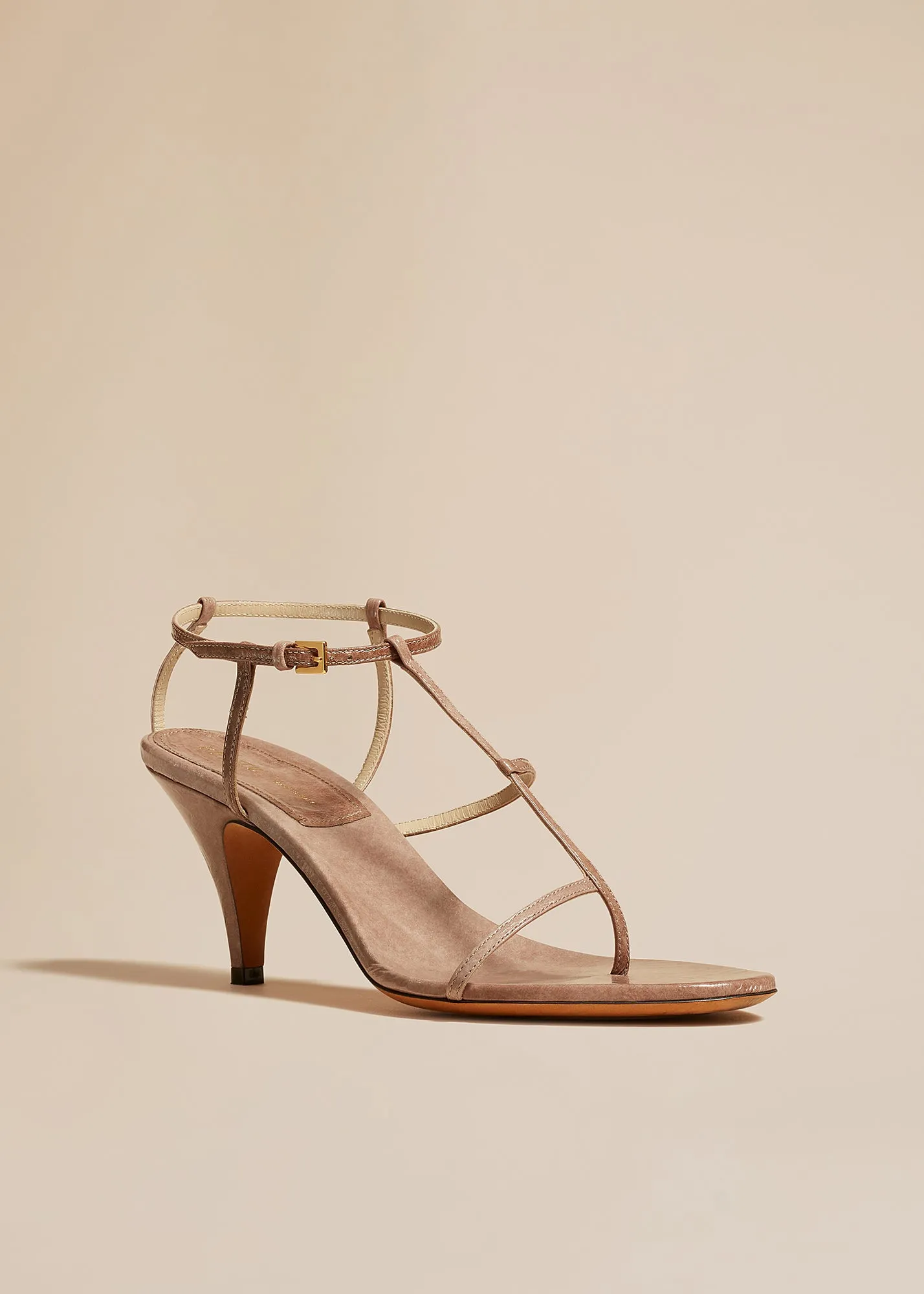Jones Heel Sandal in Mud Crinkled Leather sold by KHAITE product image thumbnail 2