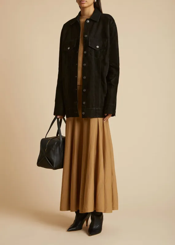 The Ross Jacket in Black Suede sold by KHAITE