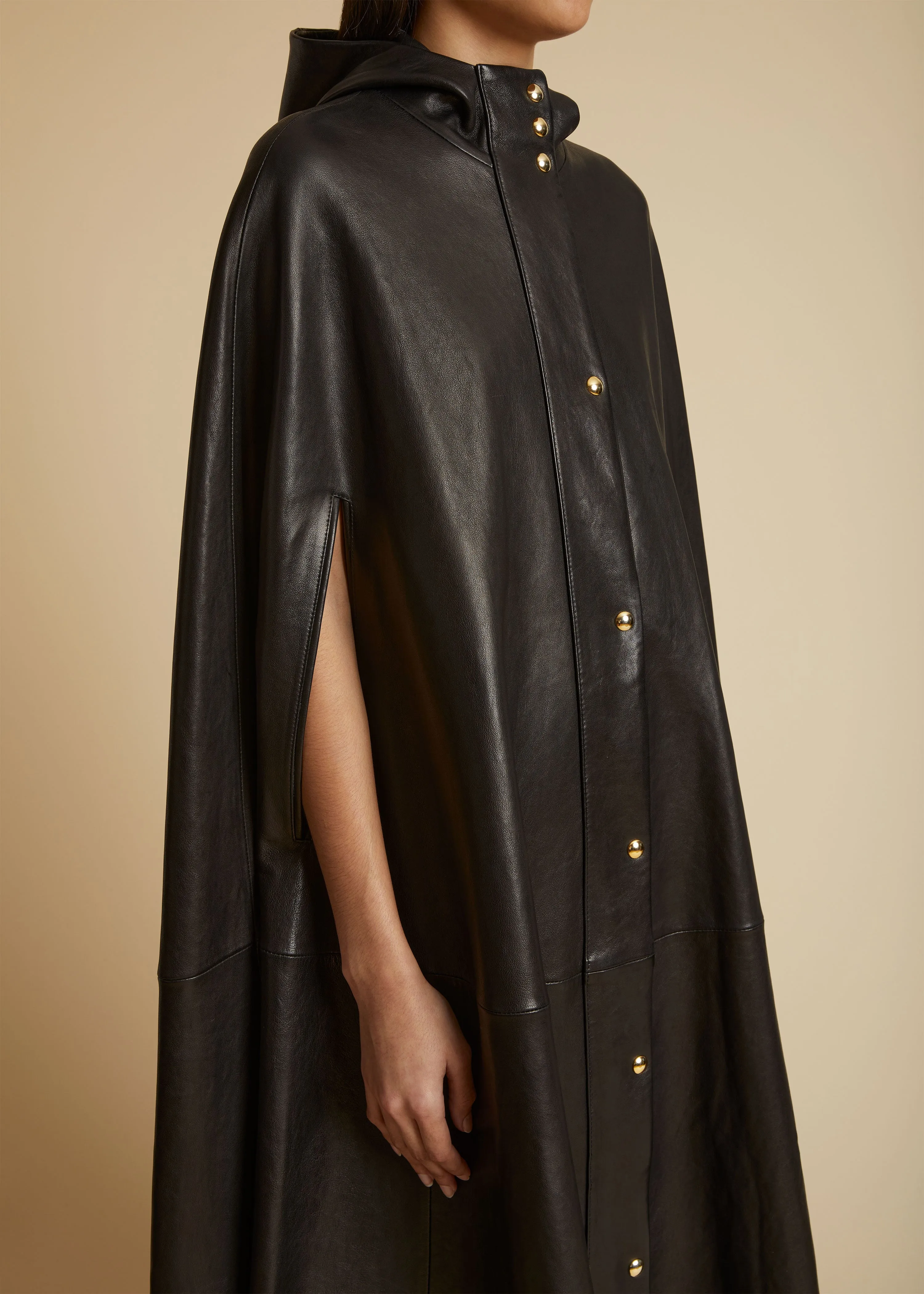 The Roygen Cape in Black Leather sold by KHAITE product image thumbnail 4