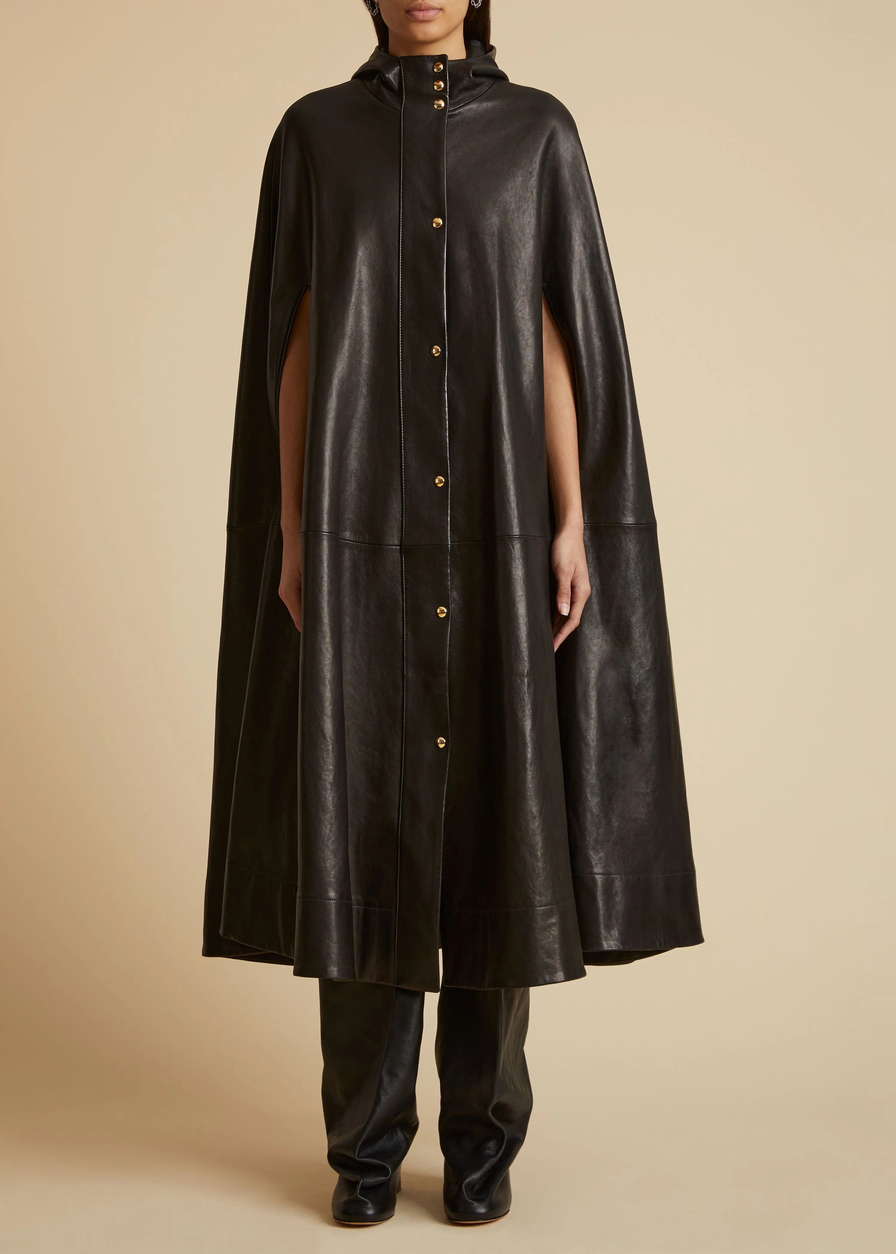 The Roygen Cape in Black Leather sold by KHAITE product image thumbnail 2