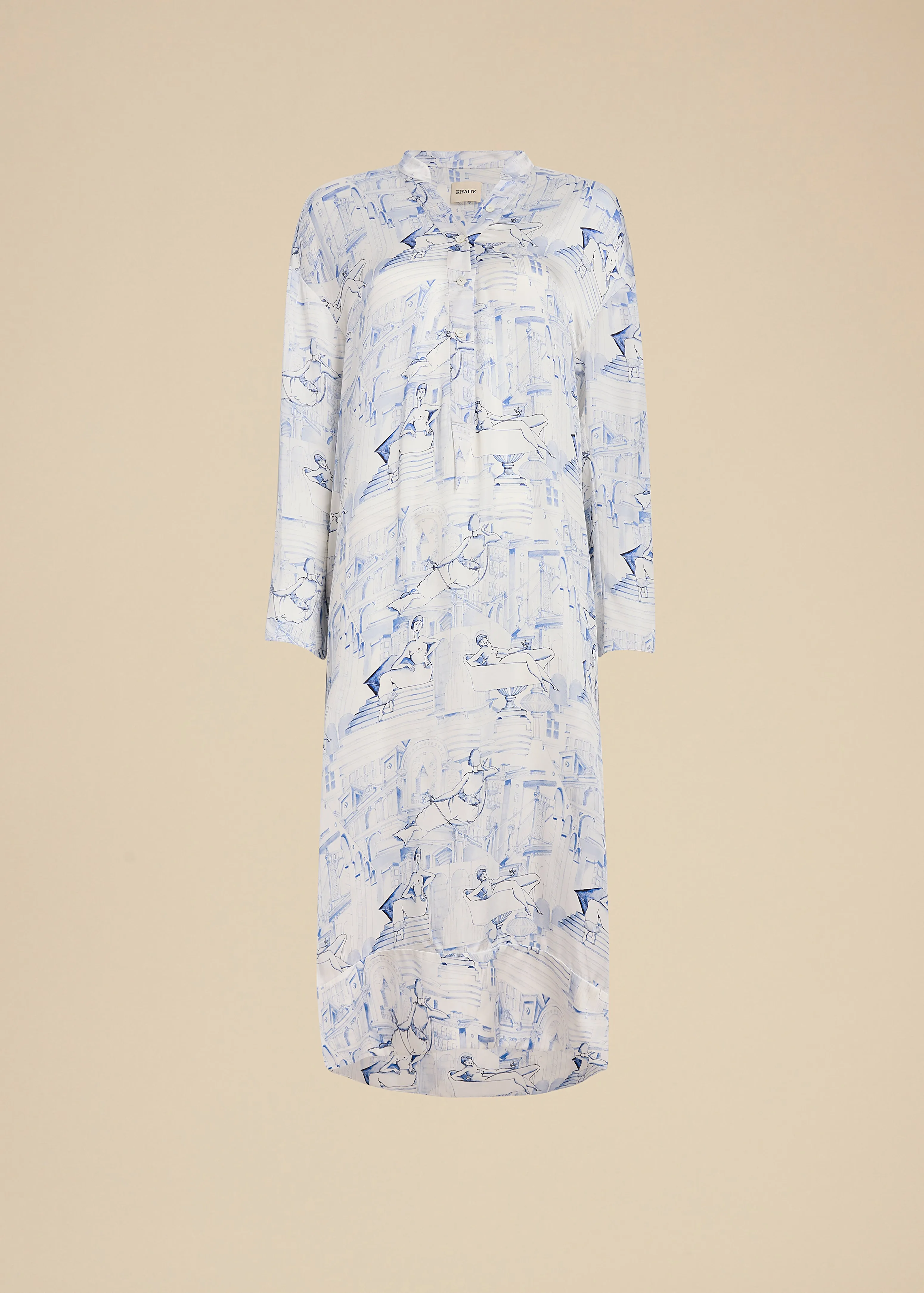 Brom Dress in Cream and Blue sold by KHAITE