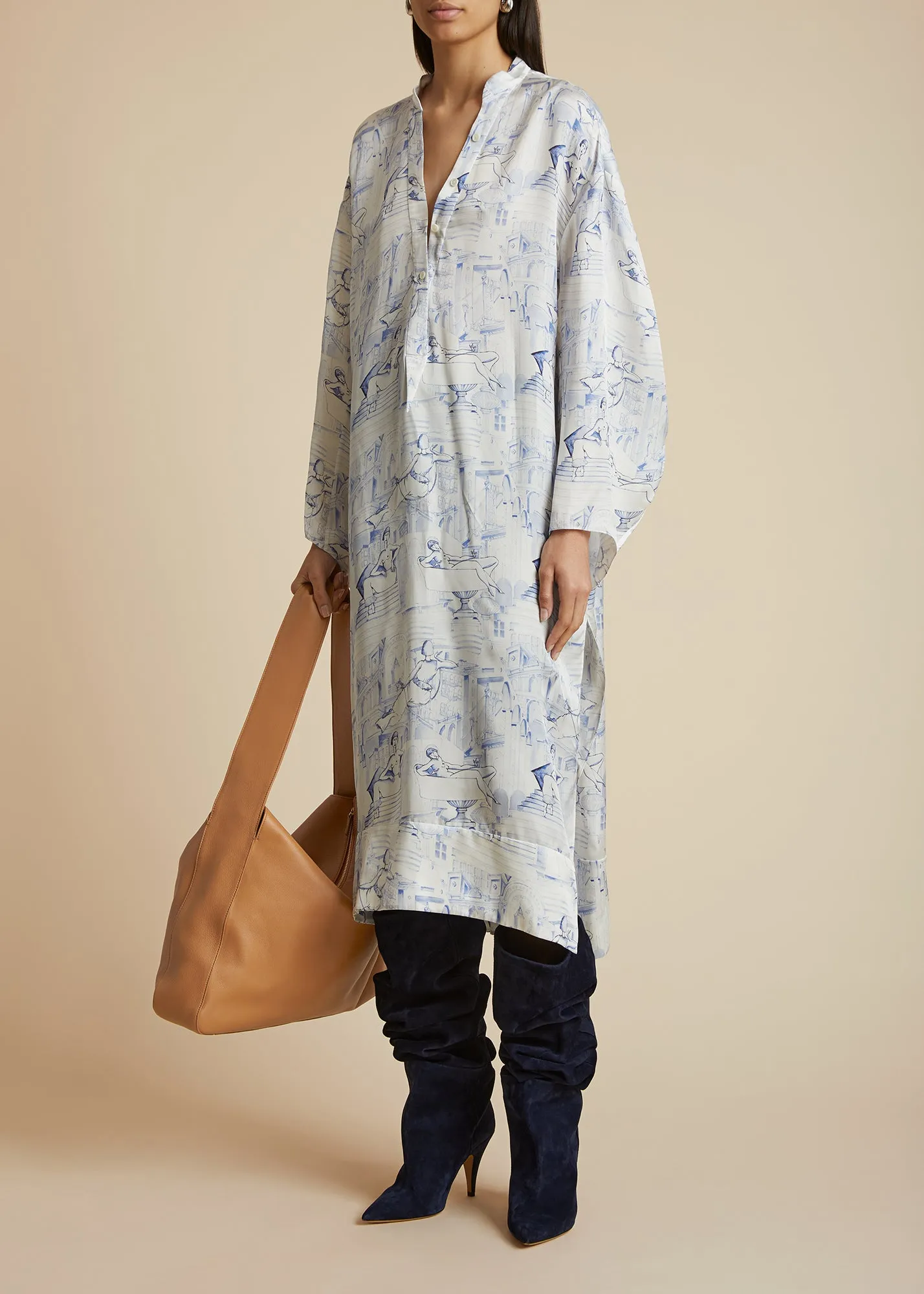 Brom Dress in Cream and Blue sold by KHAITE product image thumbnail 2