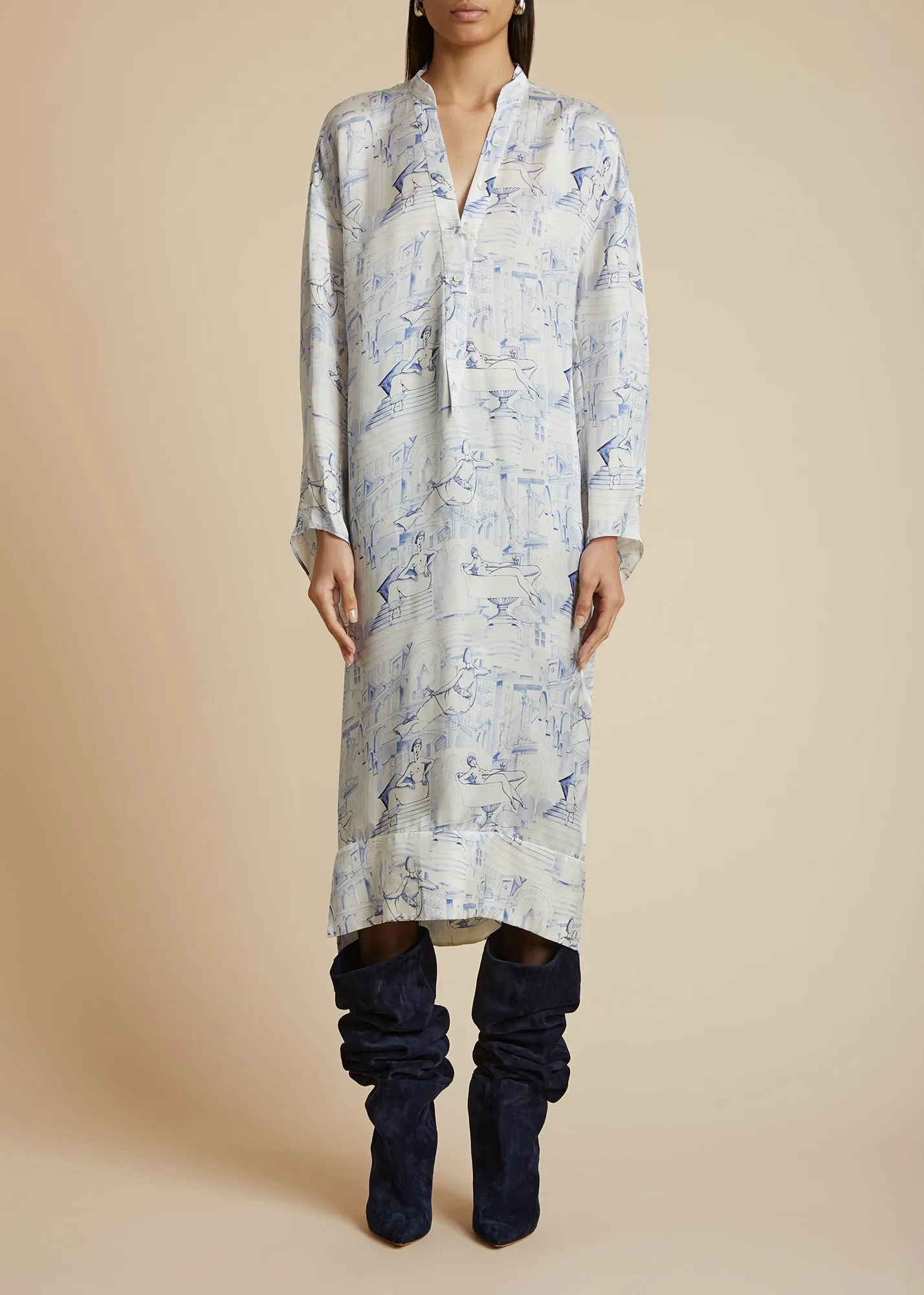 Brom Dress in Cream and Blue sold by KHAITE product image thumbnail 3