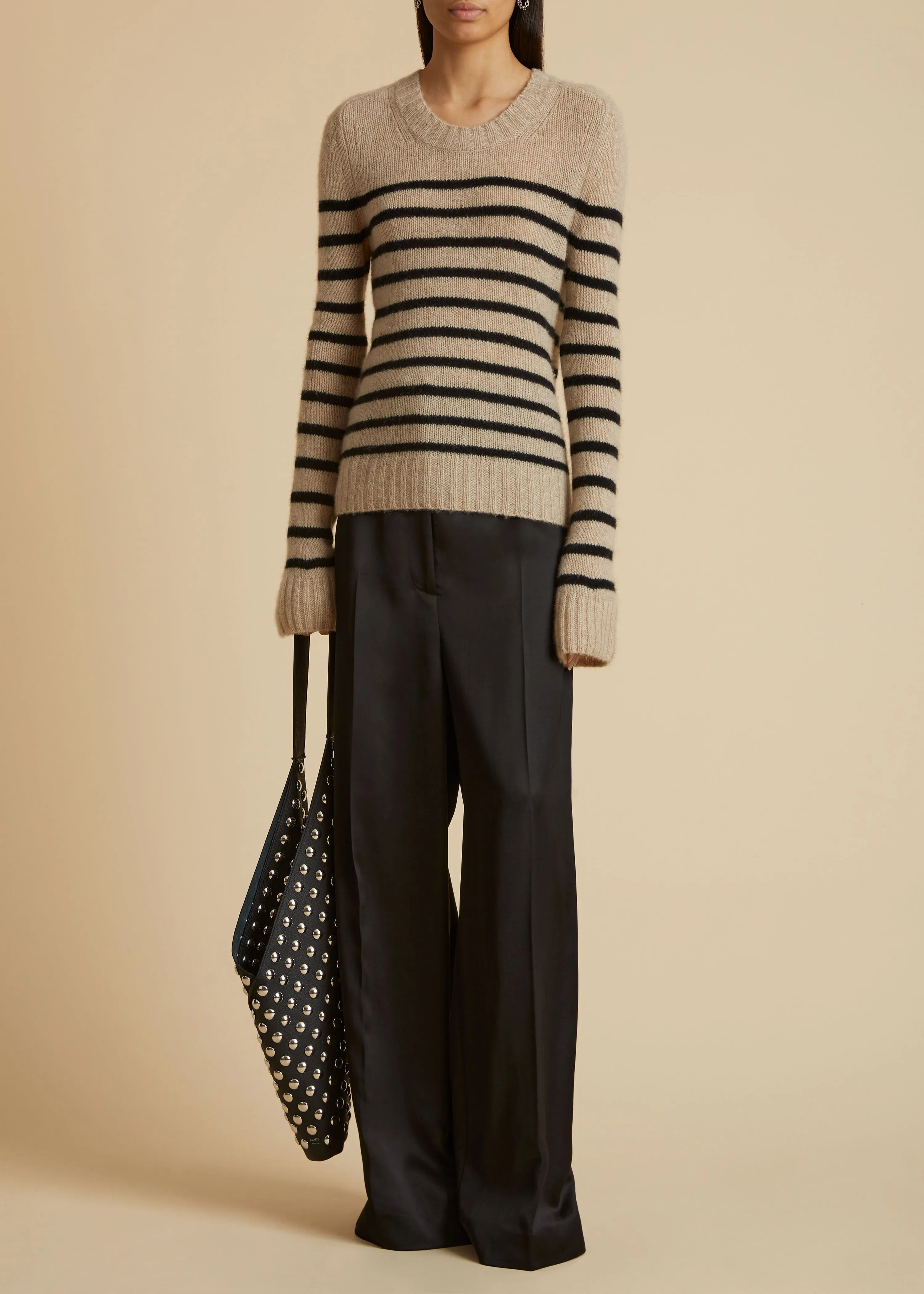 The Tilda Sweater in Powder and Black Stripe sold by KHAITE product image thumbnail 2